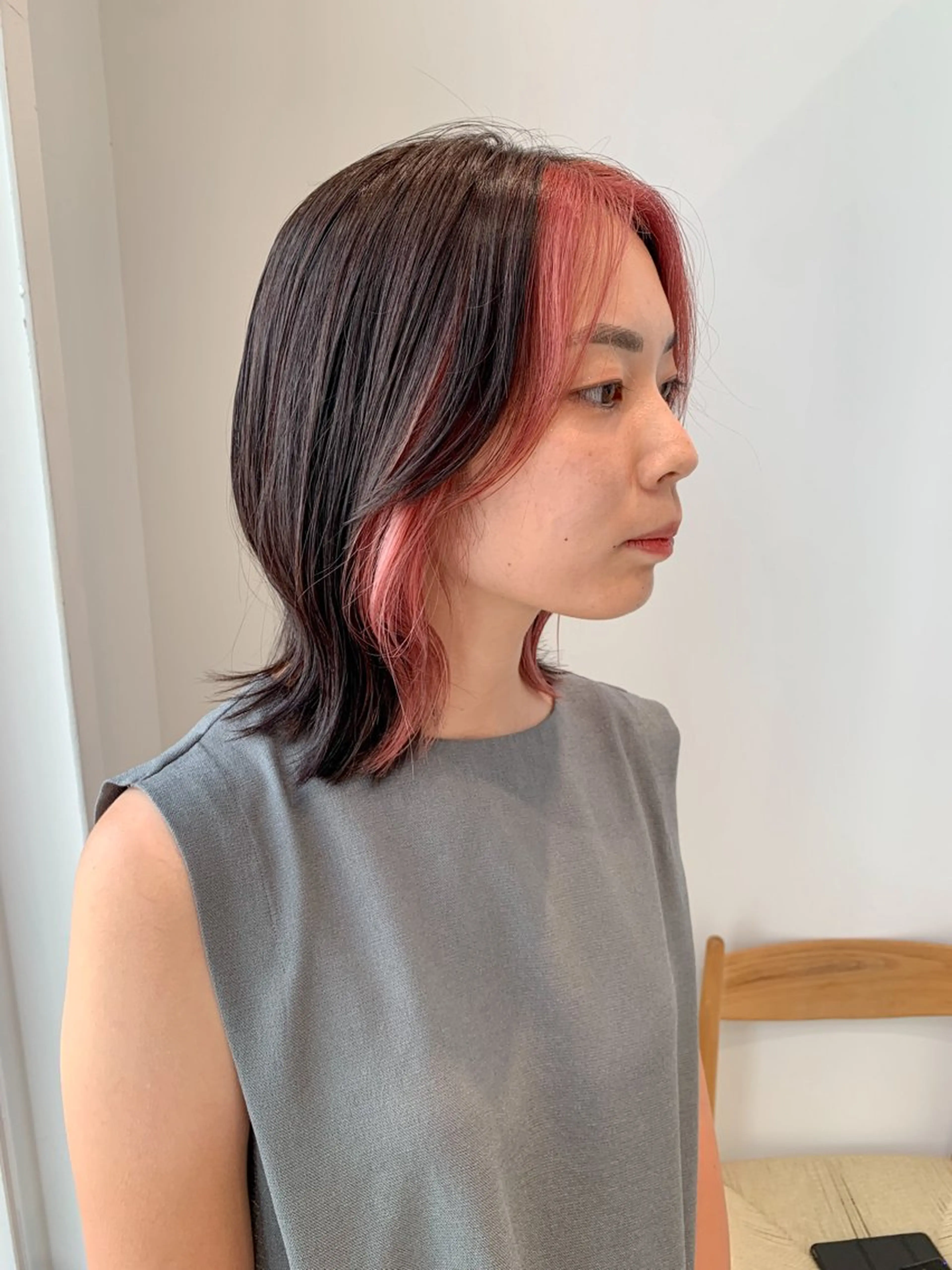 ミディアム カラー ヘアアレンジ ブリーチ カット ヘアカラー トリートメント yuka .のヘアスタイル