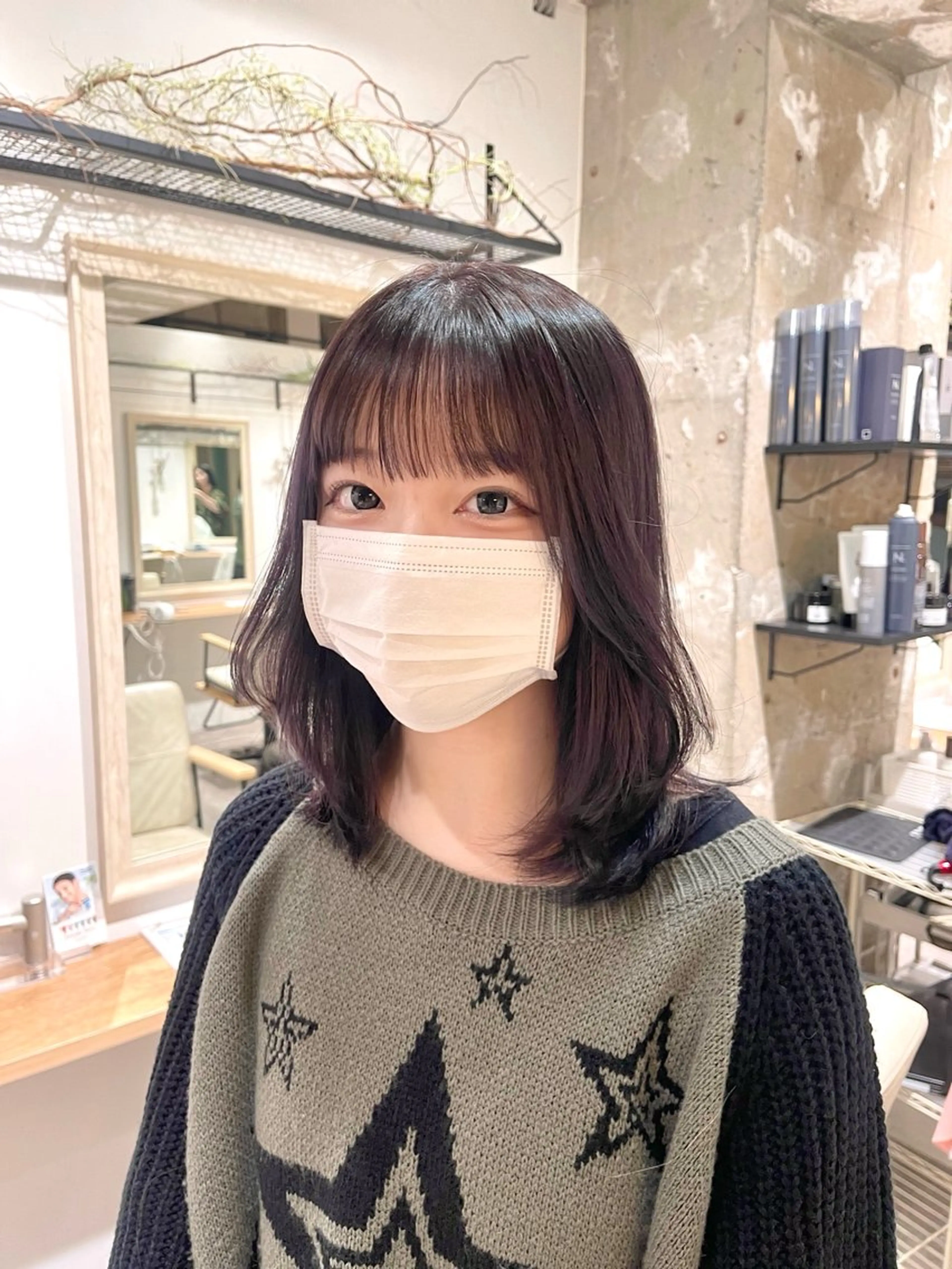 セミロング 顔まわりレイヤー レイヤーカット ano @anomukuiのヘアスタイル