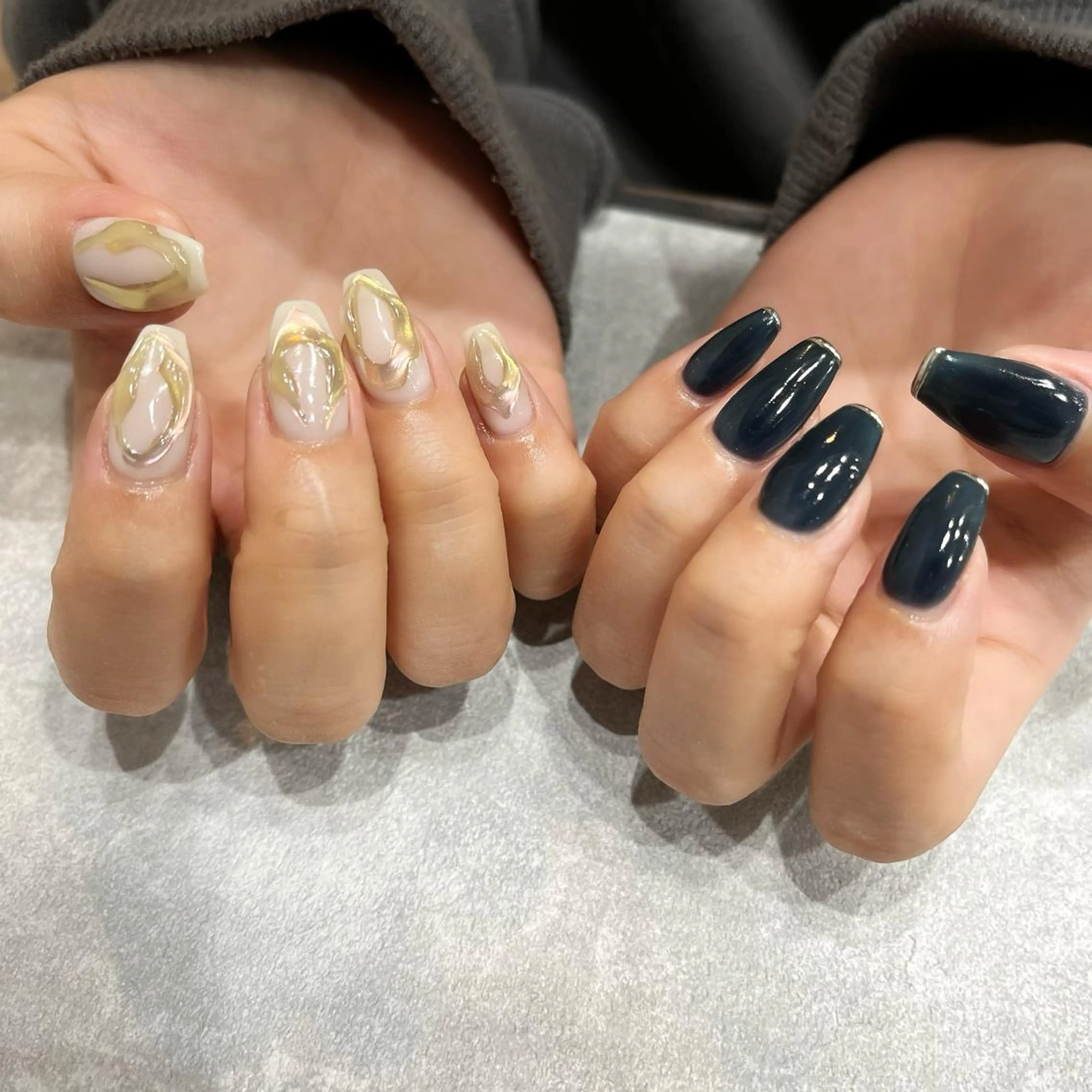 ネイル ミラーネイル ワンカラーネイル ぷっくりネイル シンプルネイル ハンドネイル 阿部 ほのかのネイルデザイン