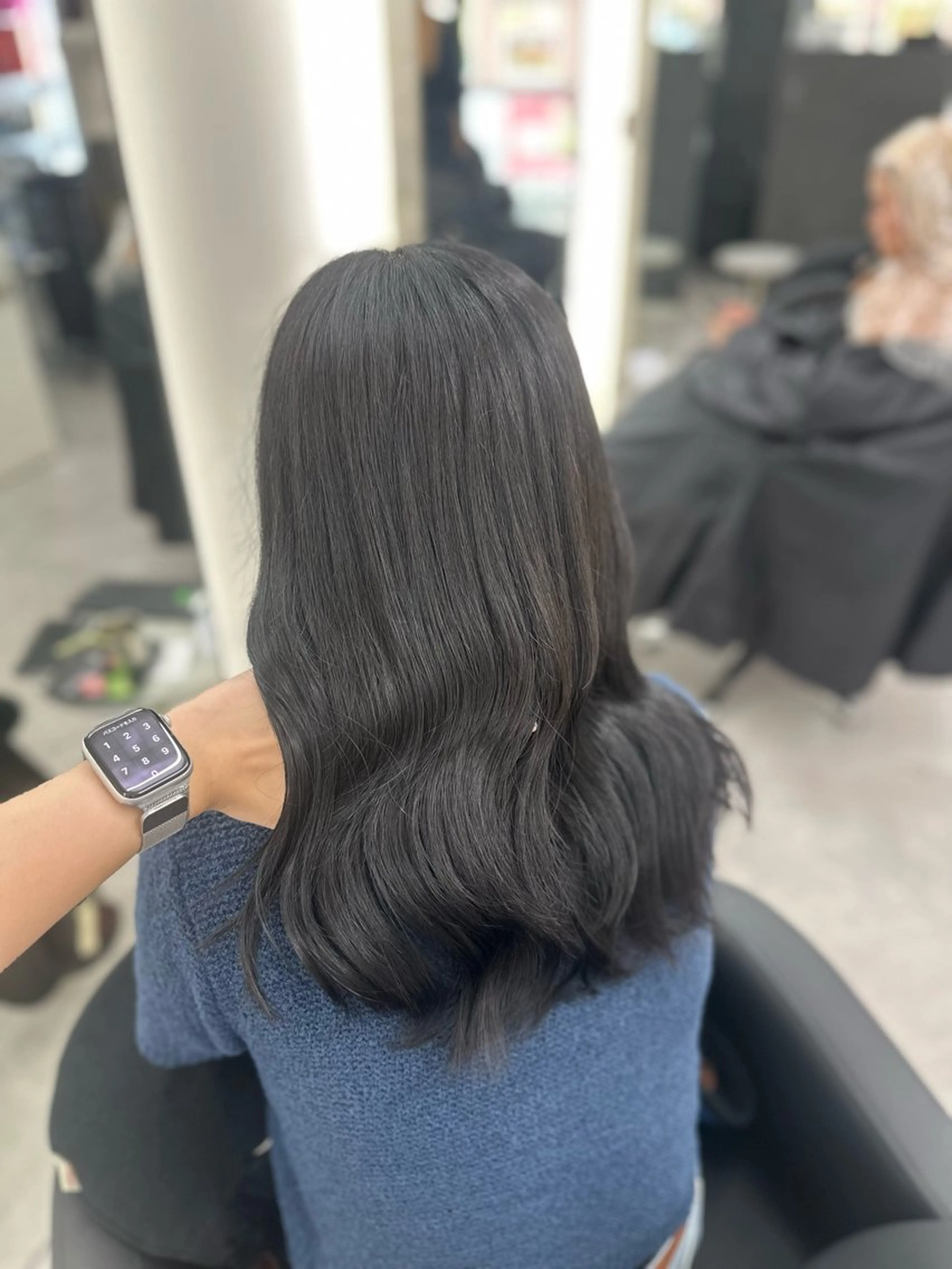 ロング カラー グレージュ 縮毛矯正/艶カラー /髪質改善/なんばのヘアスタイル