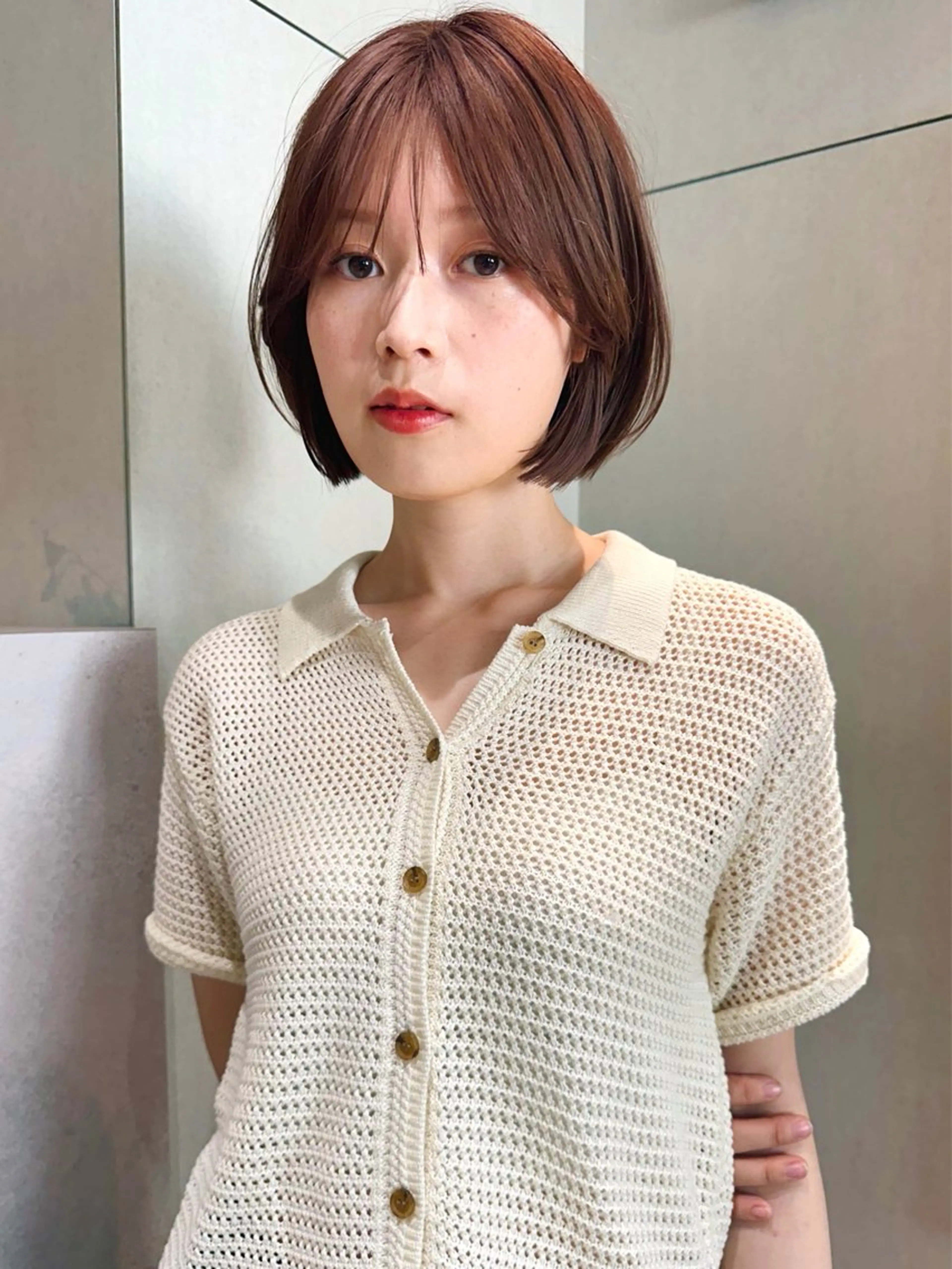 ショート カラー パーマ 🫧小顔×似合わせ× 透明感カラー🫧のヘアスタイル