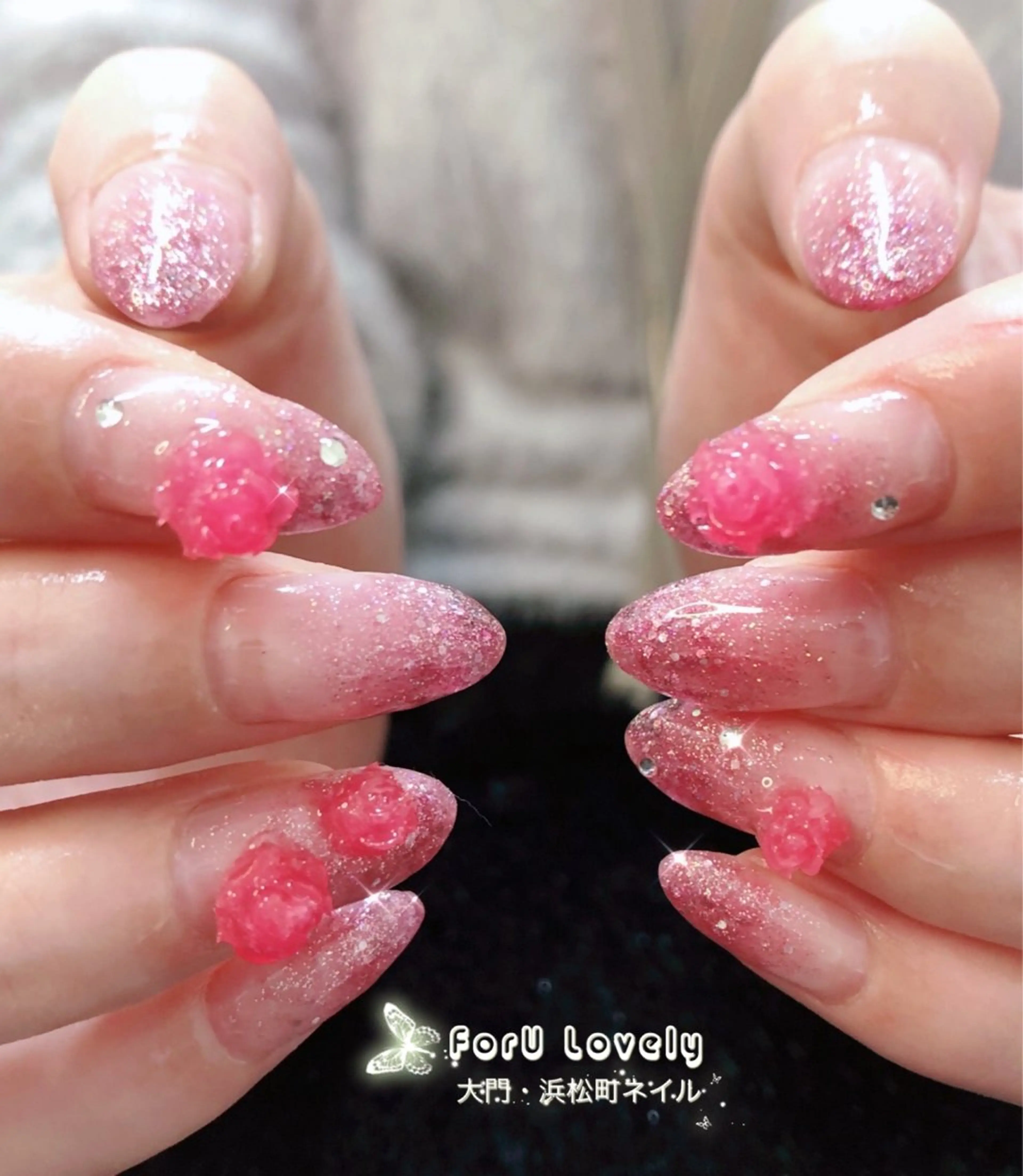 ネイル フレンチネイル ジェルネイル ガラスフレンチ ゴージャス グラデーション 大門浜松町 ネイルのネイルデザイン