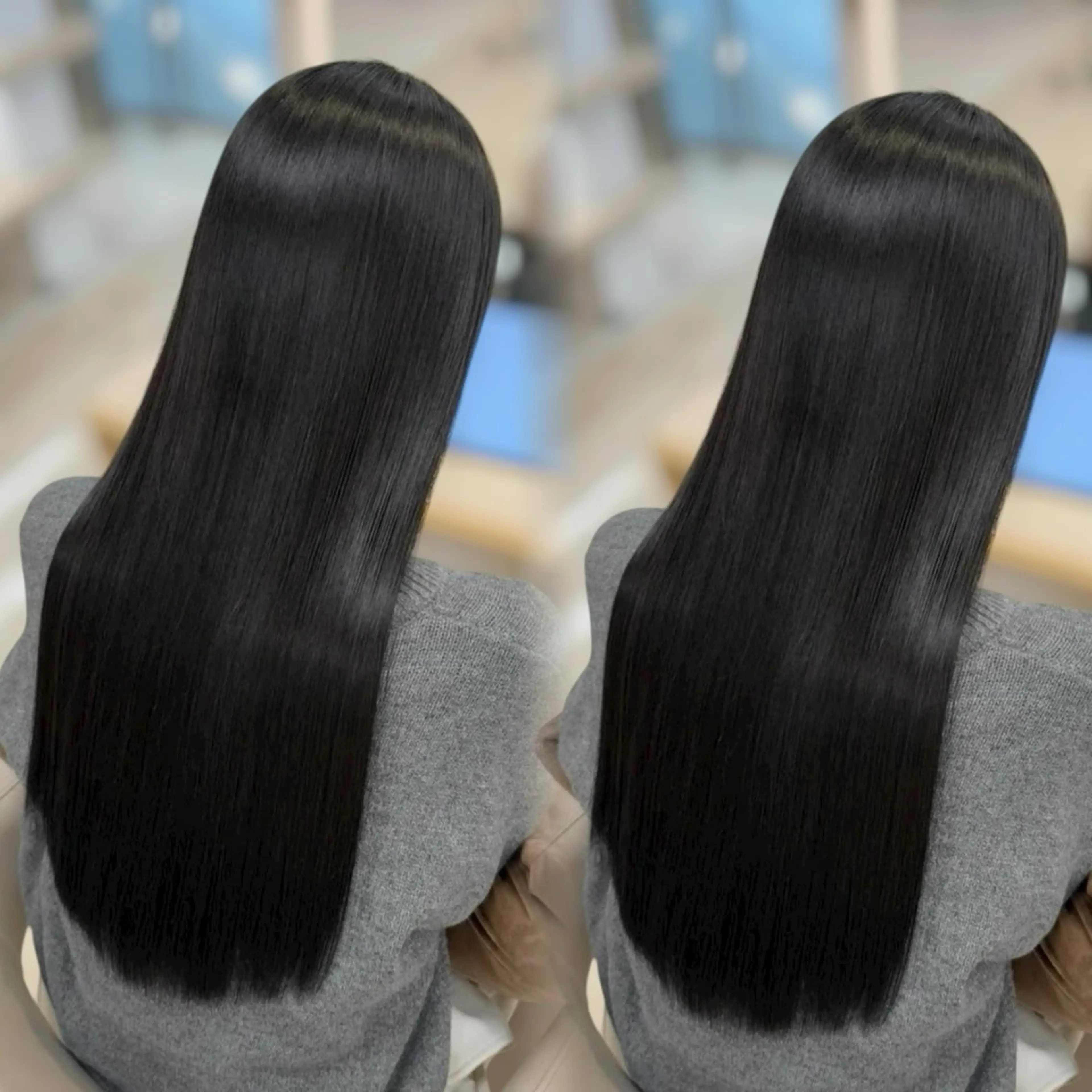 ロング パーマ 縮毛矯正 縮毛矯正 ベージュ／スパ／ レイヤー／ゆいなのヘアスタイル