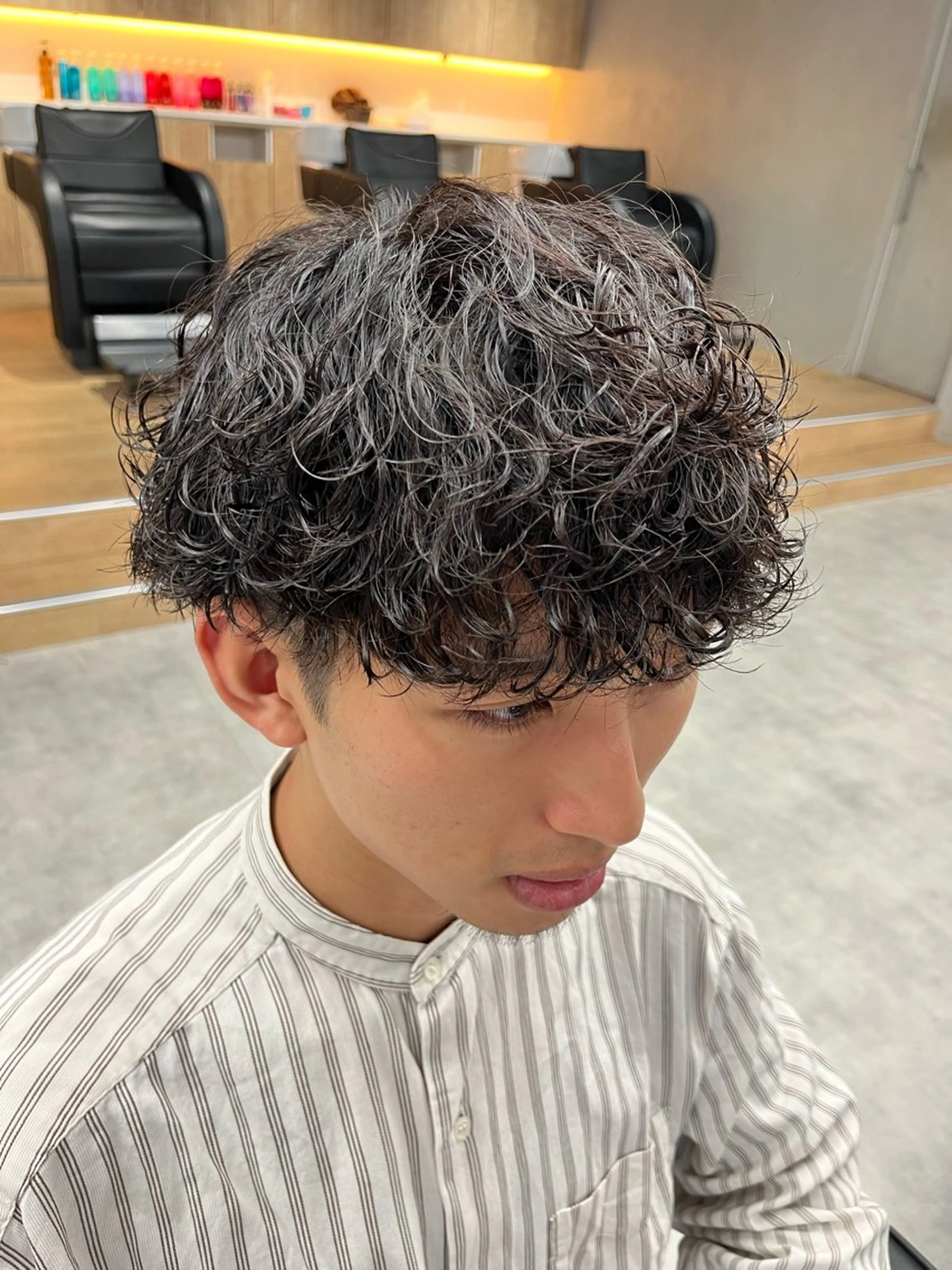 ショート パーマ メンズ メンズパーマ スパイキーショート 波巻きパーマ ショートヘア 波巻きスパイラル🌀 新潟/万代/山下優のヘアスタイル