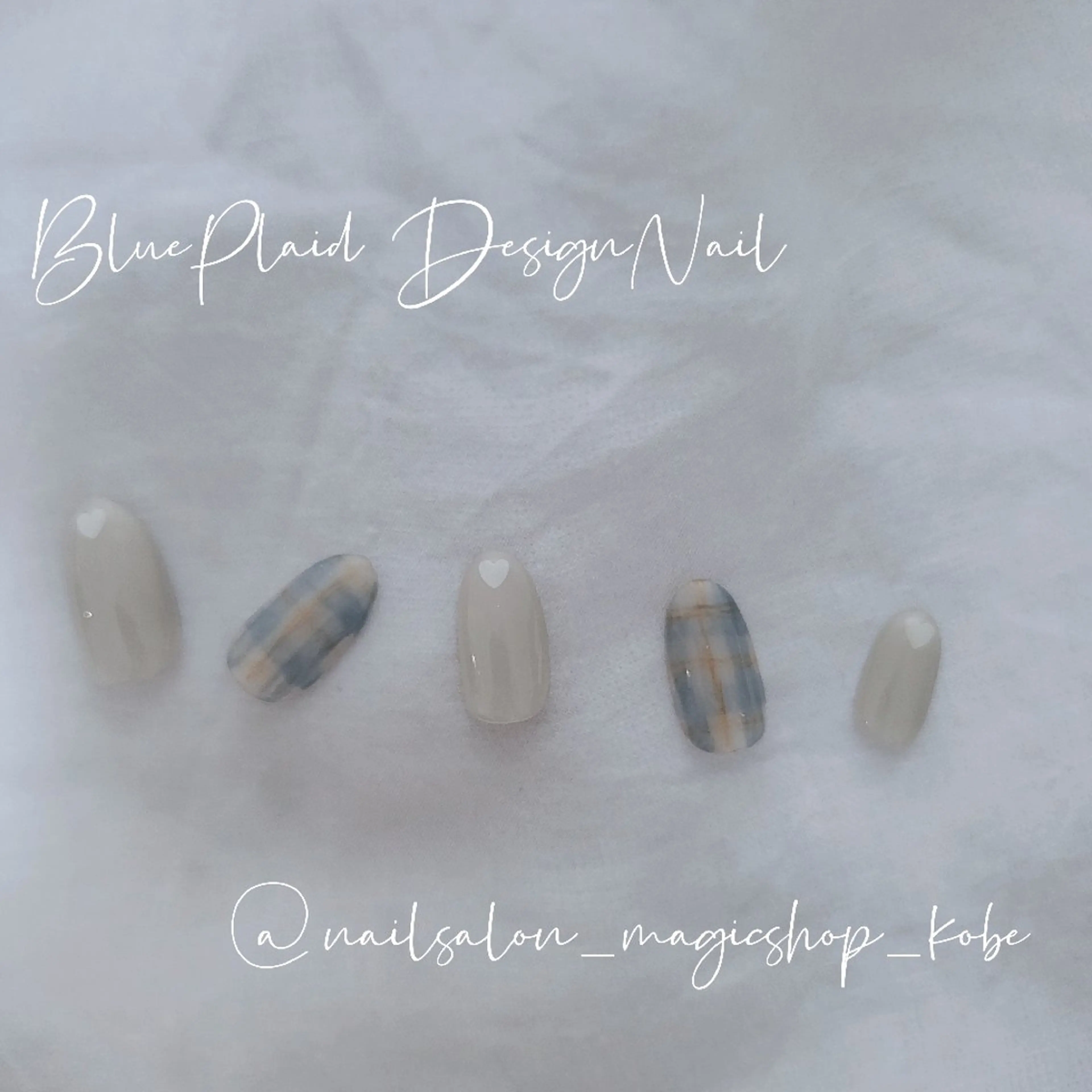 ネイル ブルー ジェルネイル ハート オレンジ ソフトジェル ハンドネイル Nailsalon MagicShopのネイルデザイン