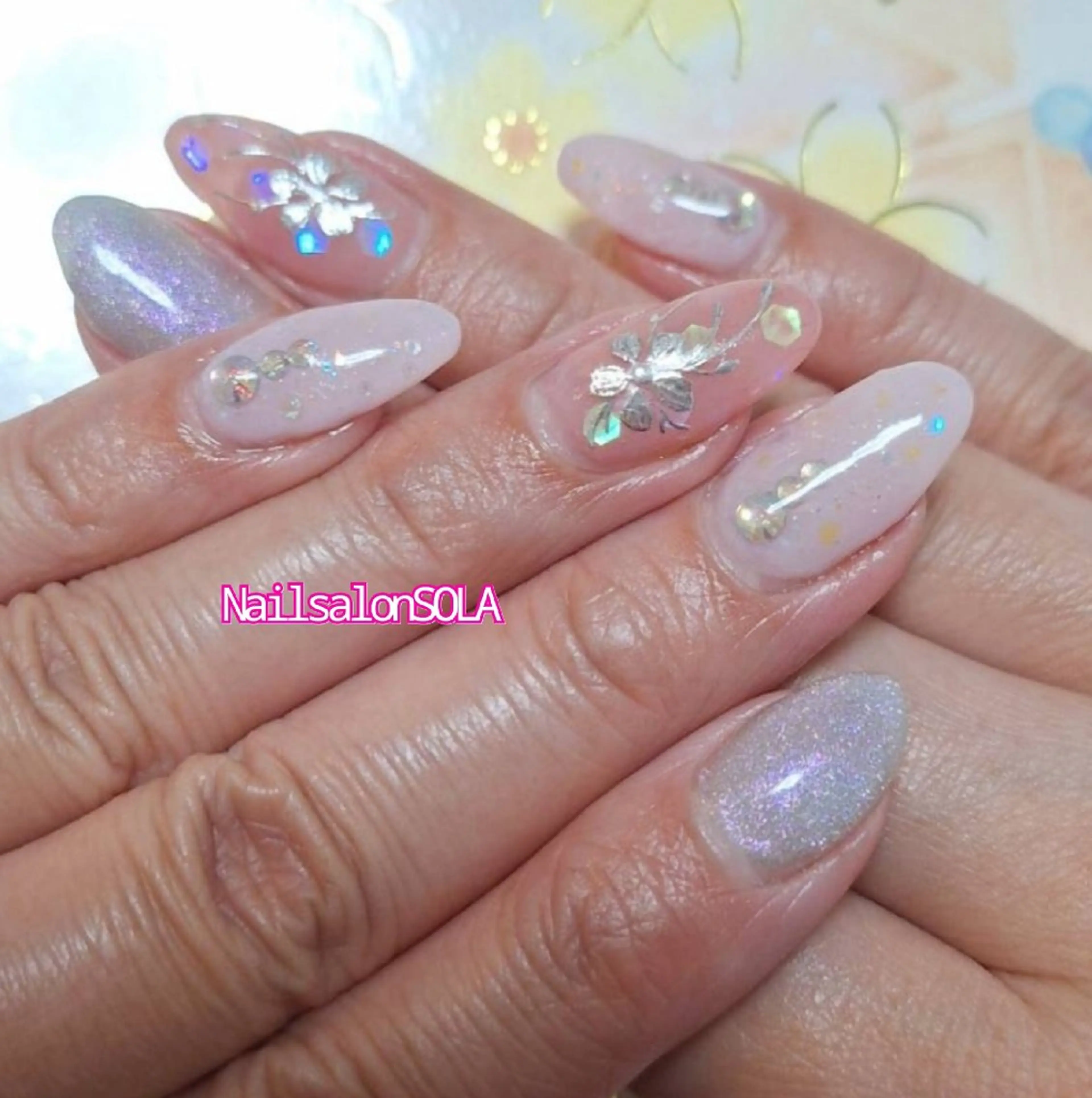 ネイル キラキラネイル マグネットネイル ピンク 春ネイル 田代 夏子のネイルデザイン