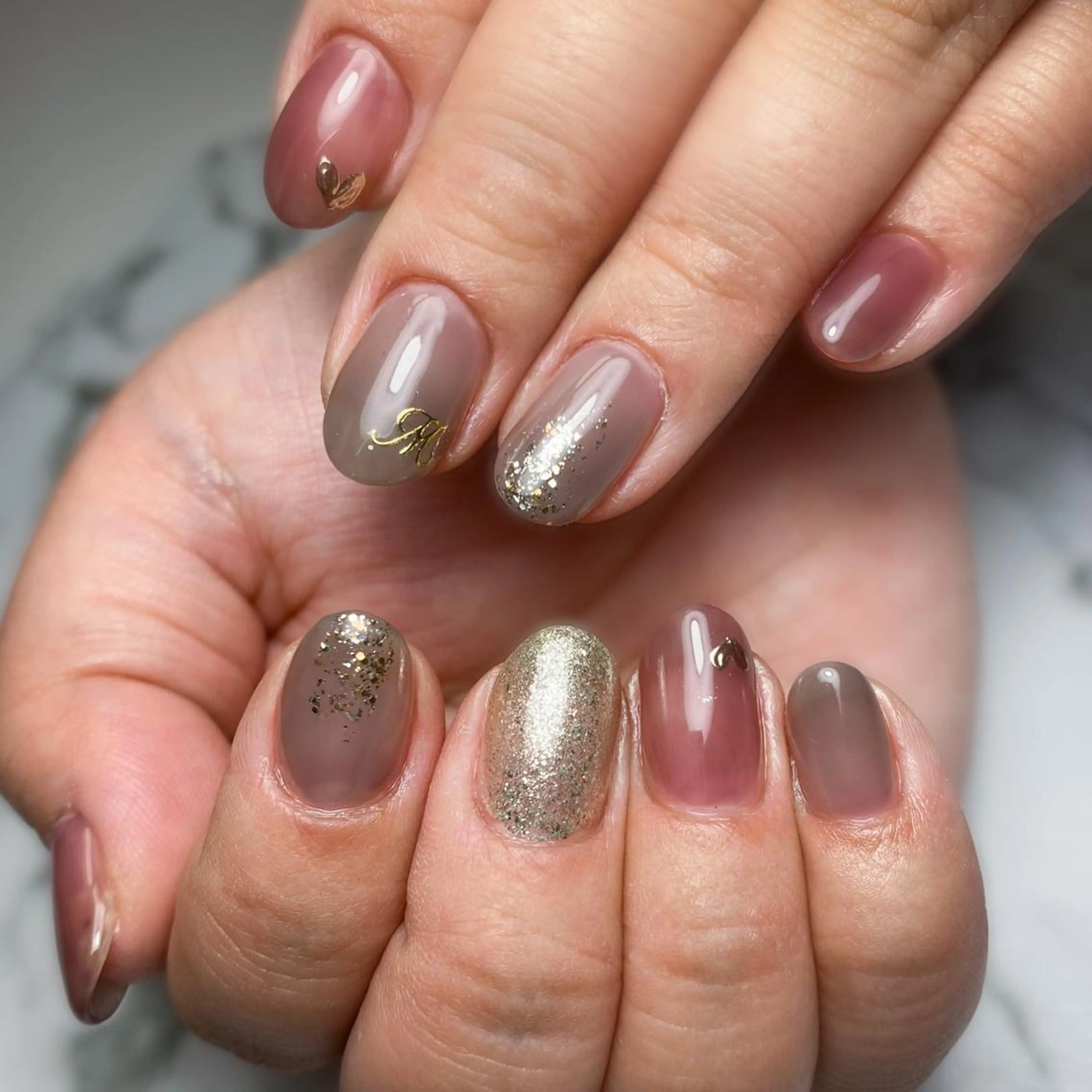 ショート ネイル バレンタイン &.nail/ ニュアンス/持込み可のネイルデザイン
