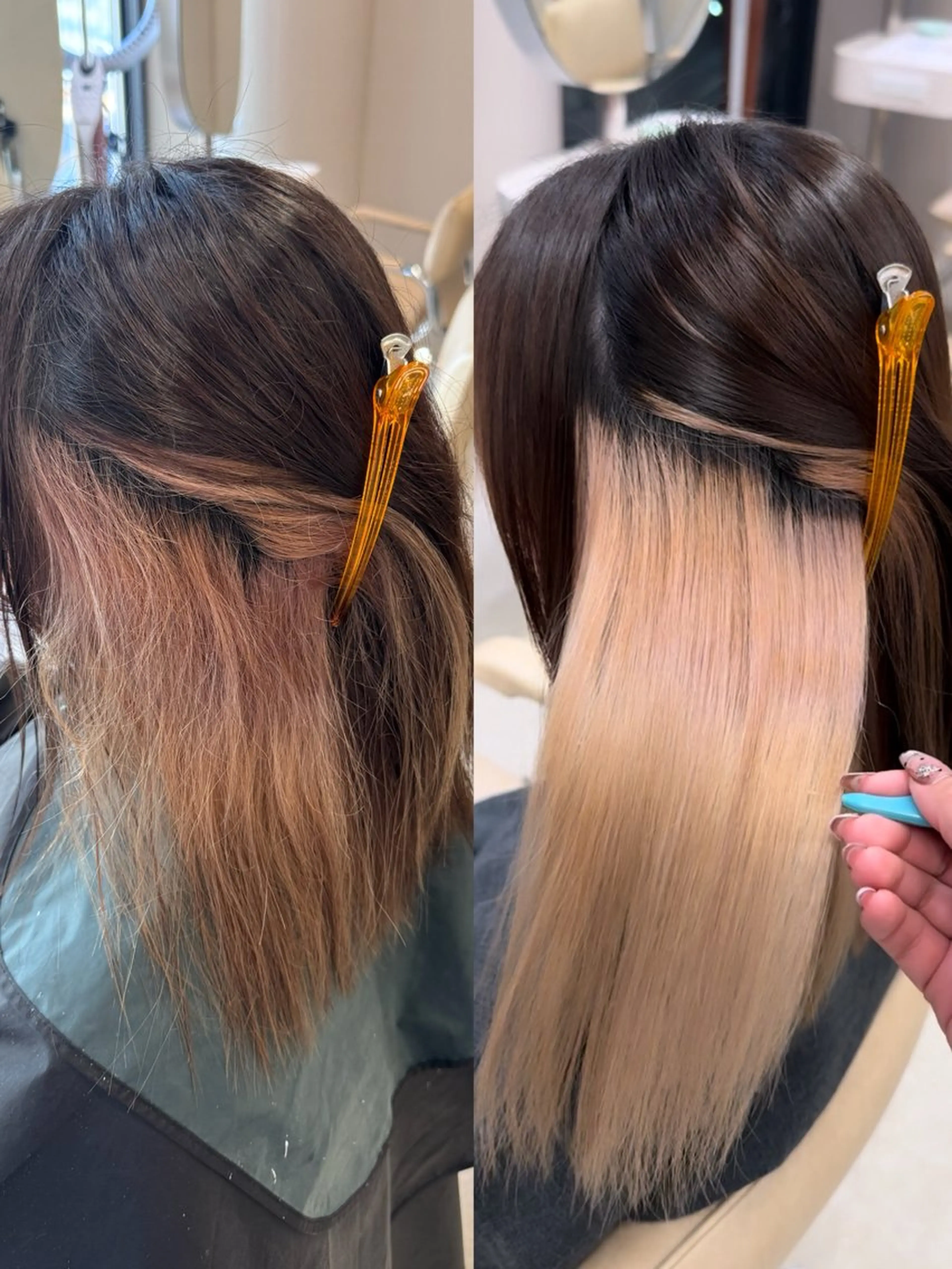 カラー パーマ ブリーチ 縮毛矯正 ストレートパーマ 縮毛矯正 ハイトーン縮毛/暖色 なーな🎀🤍のヘアスタイル