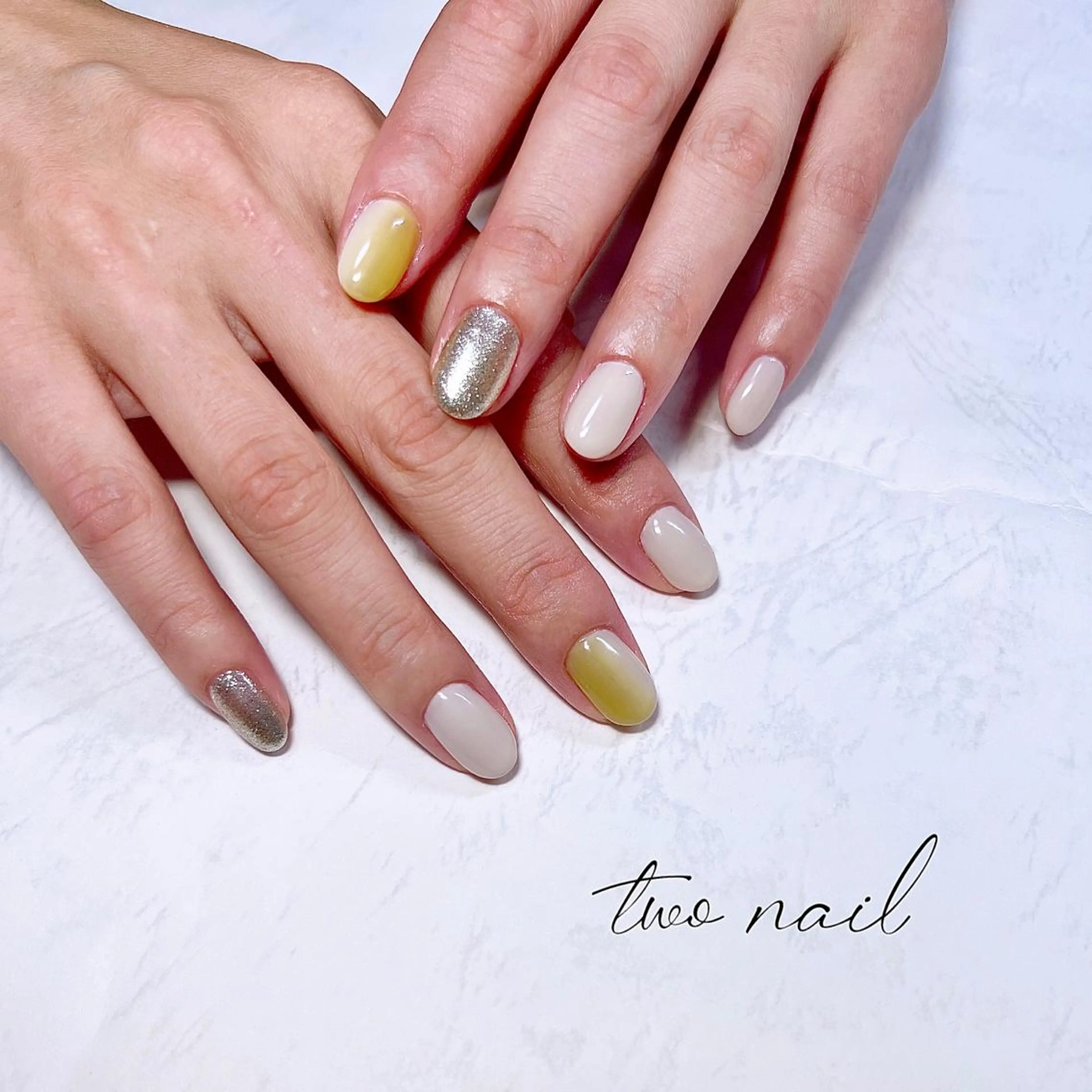 ネイル アートネイル フットネイル ハート ニュアンスネイル ホワイト two nailのネイルデザイン