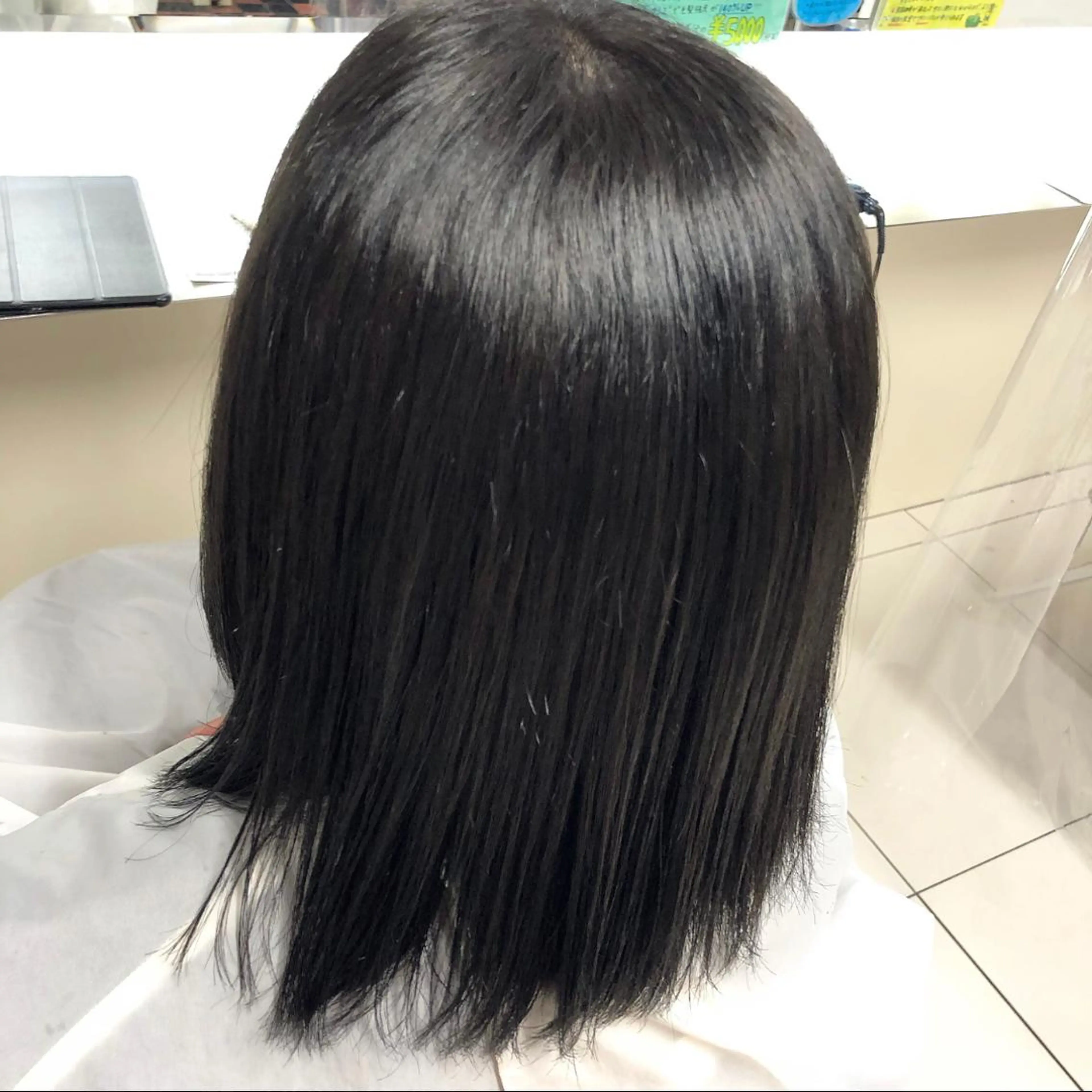 セミロング カラー 黒髪 ブルーカラー ブルーブラック まつ毛/アイブロウ /髪質改善カラーのヘアスタイル