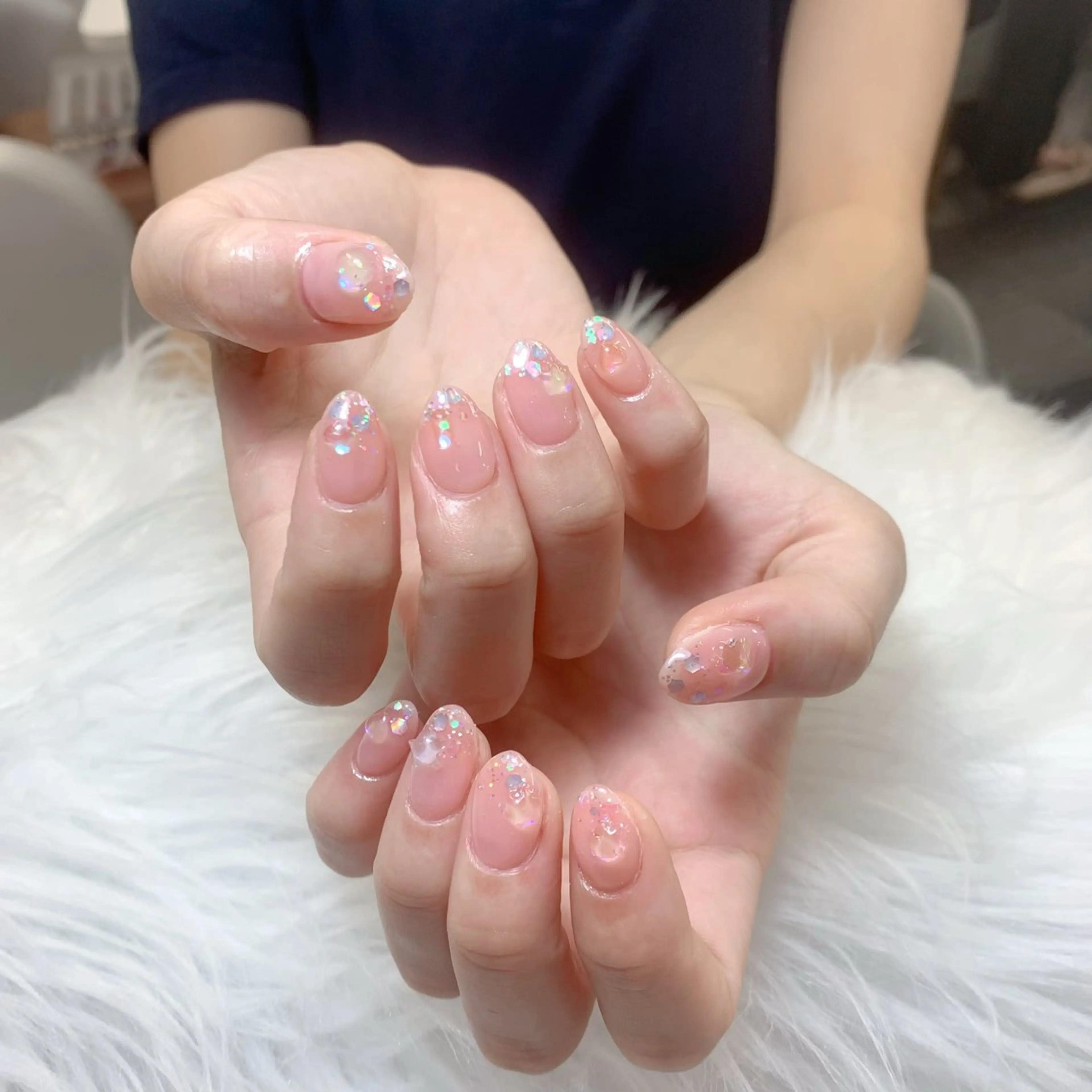 ネイル アートネイル オーロラネイル ブルー クリアネイル ジェルネイル 綾瀬 はるのネイルデザイン