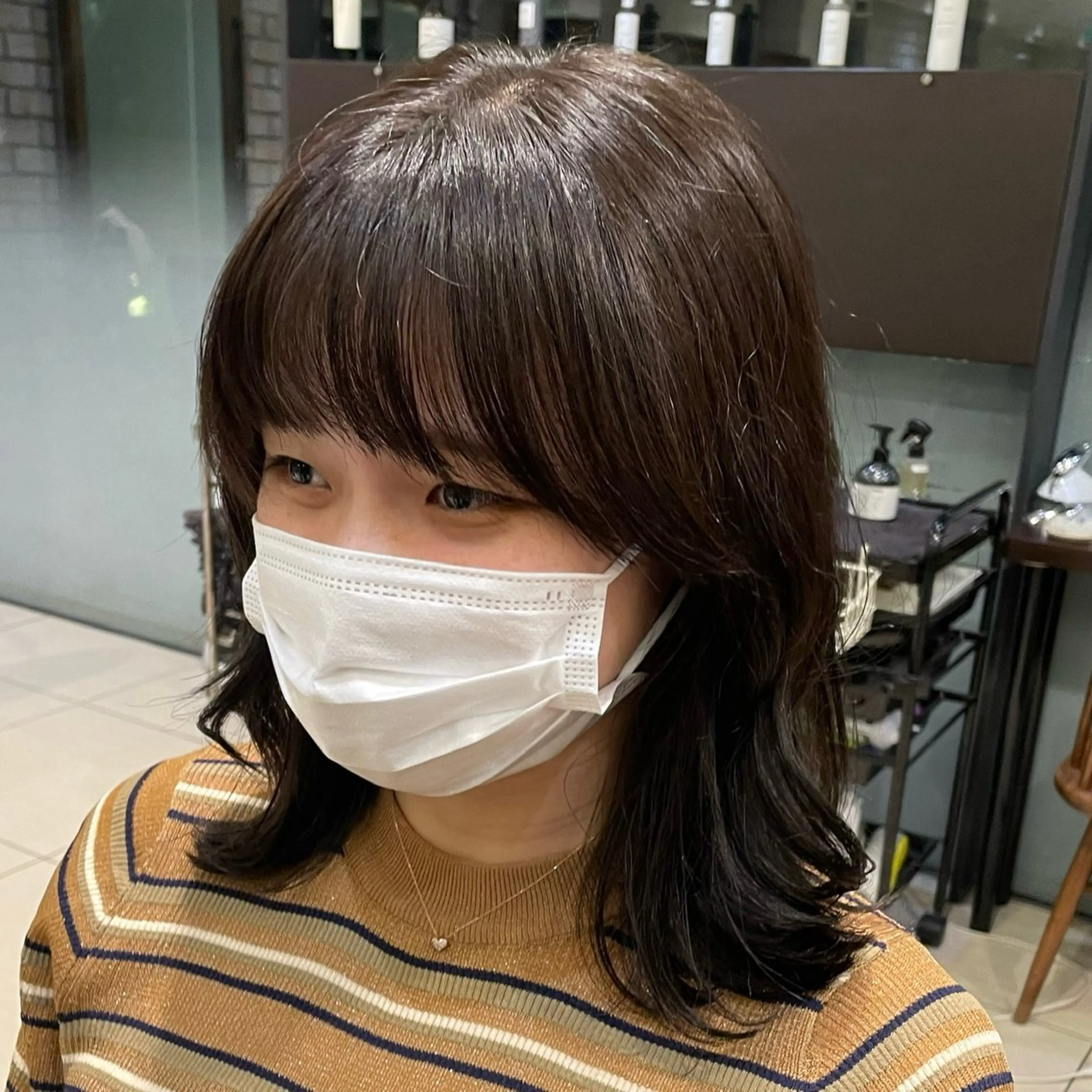 セミロング パーマ パーマ 韓国風パーマ🌿コテ 巻き風パーマ/るいのヘアスタイル