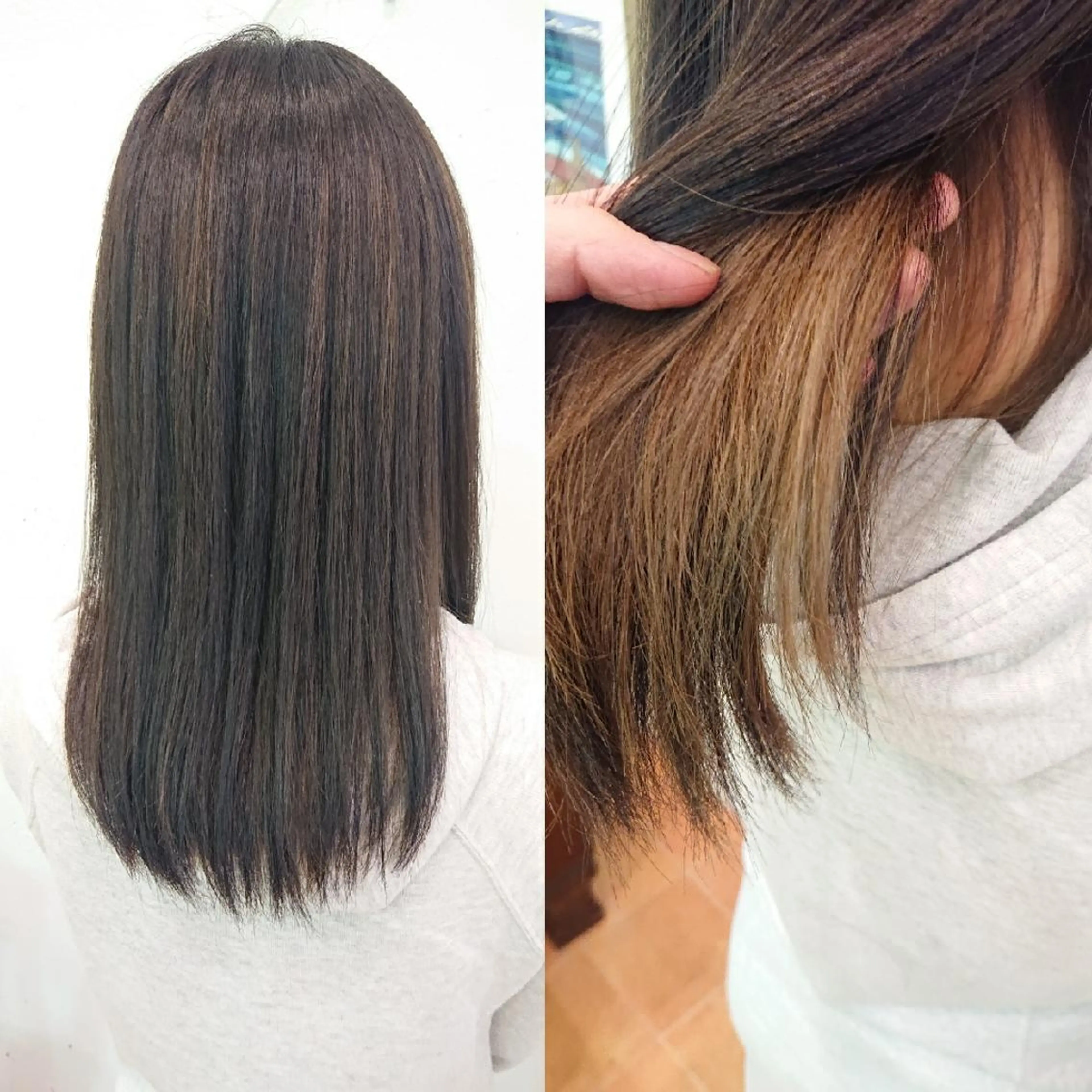 セミロング カラー アッシュ ベージュカラー ハイライトカラー インナーカラー ハイライト LINK所属・山口 彩海のヘアスタイル