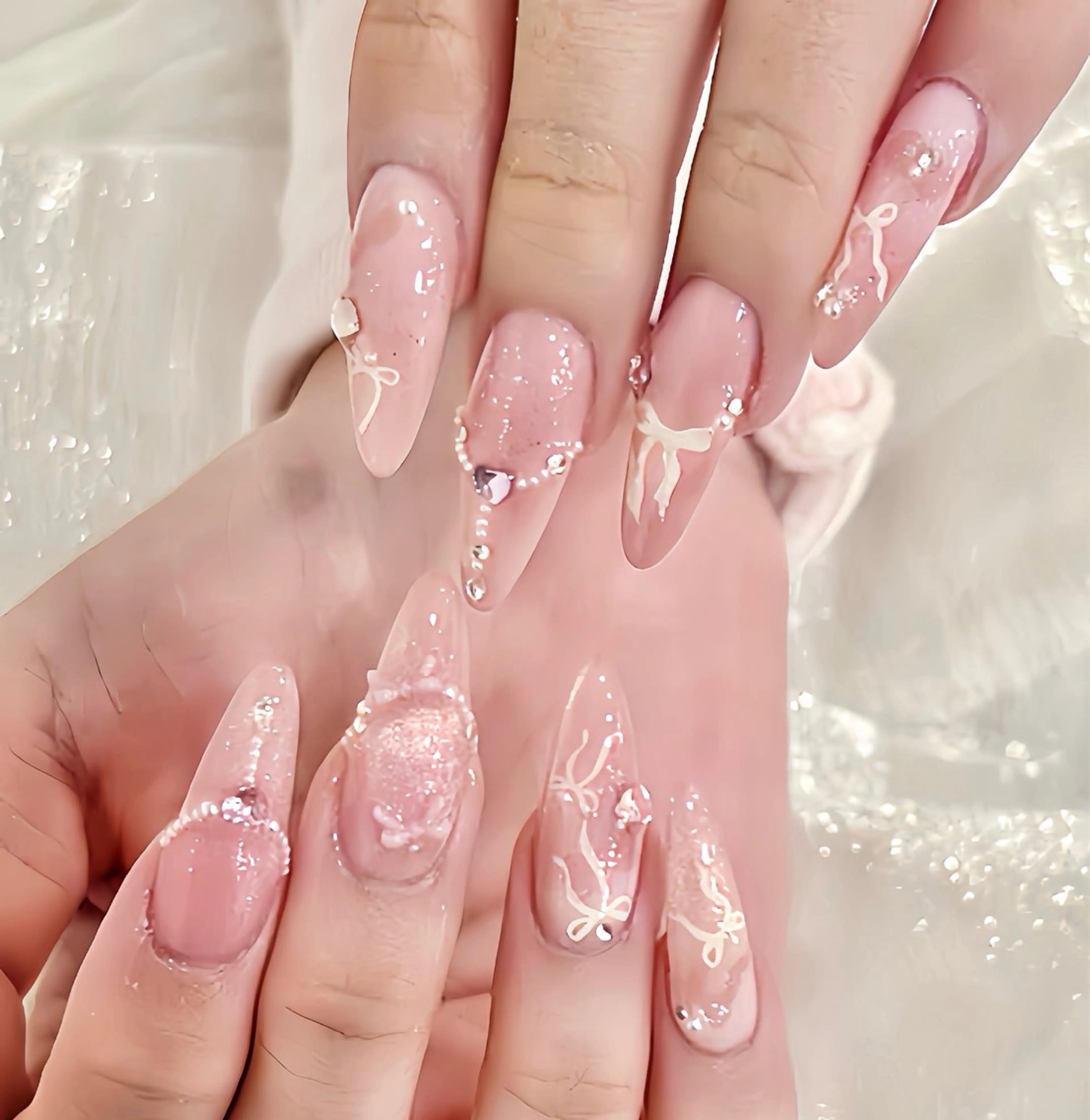 ネイル アートネイル 長さ出し フレンチネイル ジェルネイル グラデーション Rin Rinのネイルデザイン