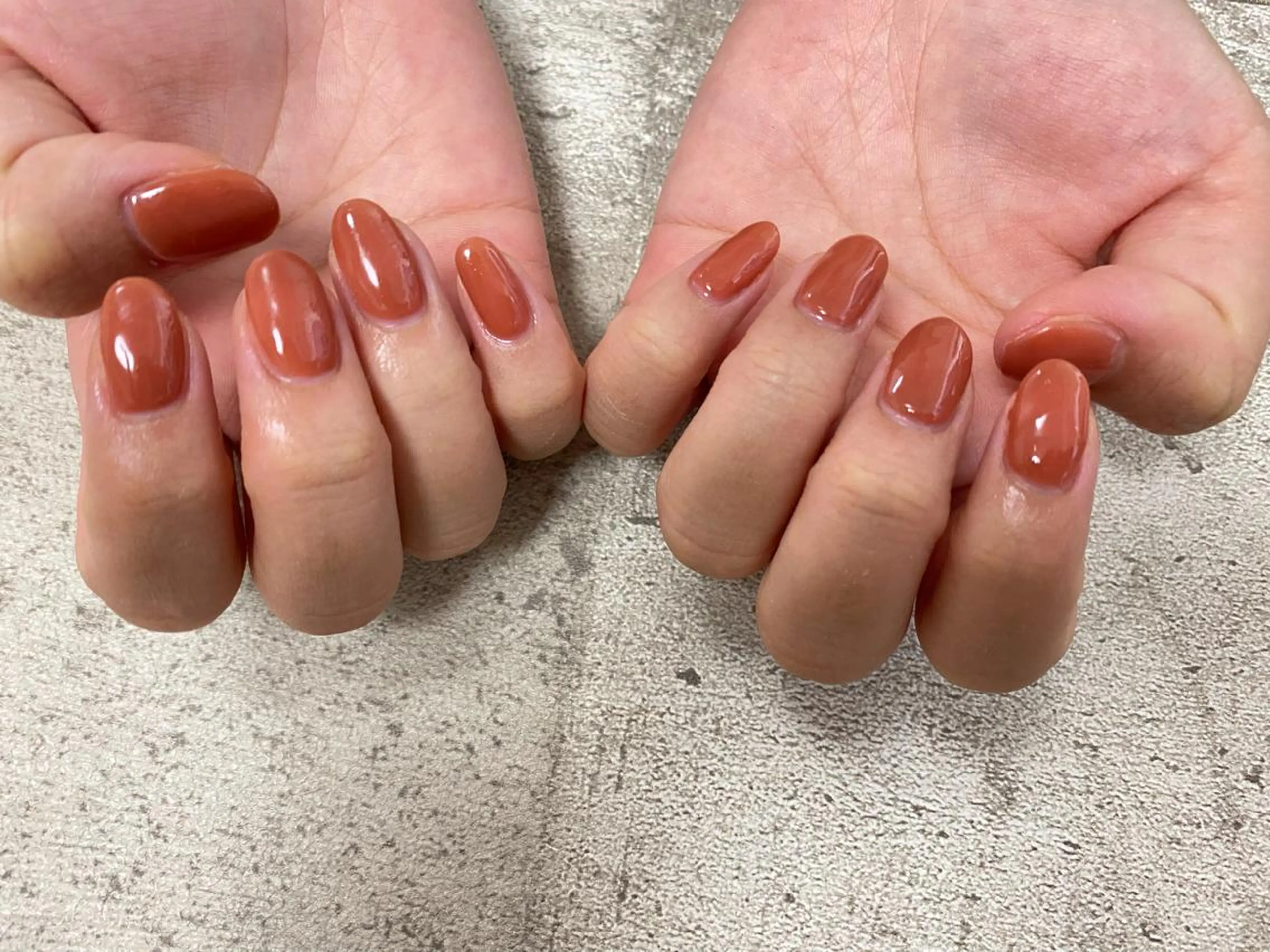 ネイル ワンカラーネイル オレンジ ハンドネイル Mogu nail 二子玉川のネイルデザイン