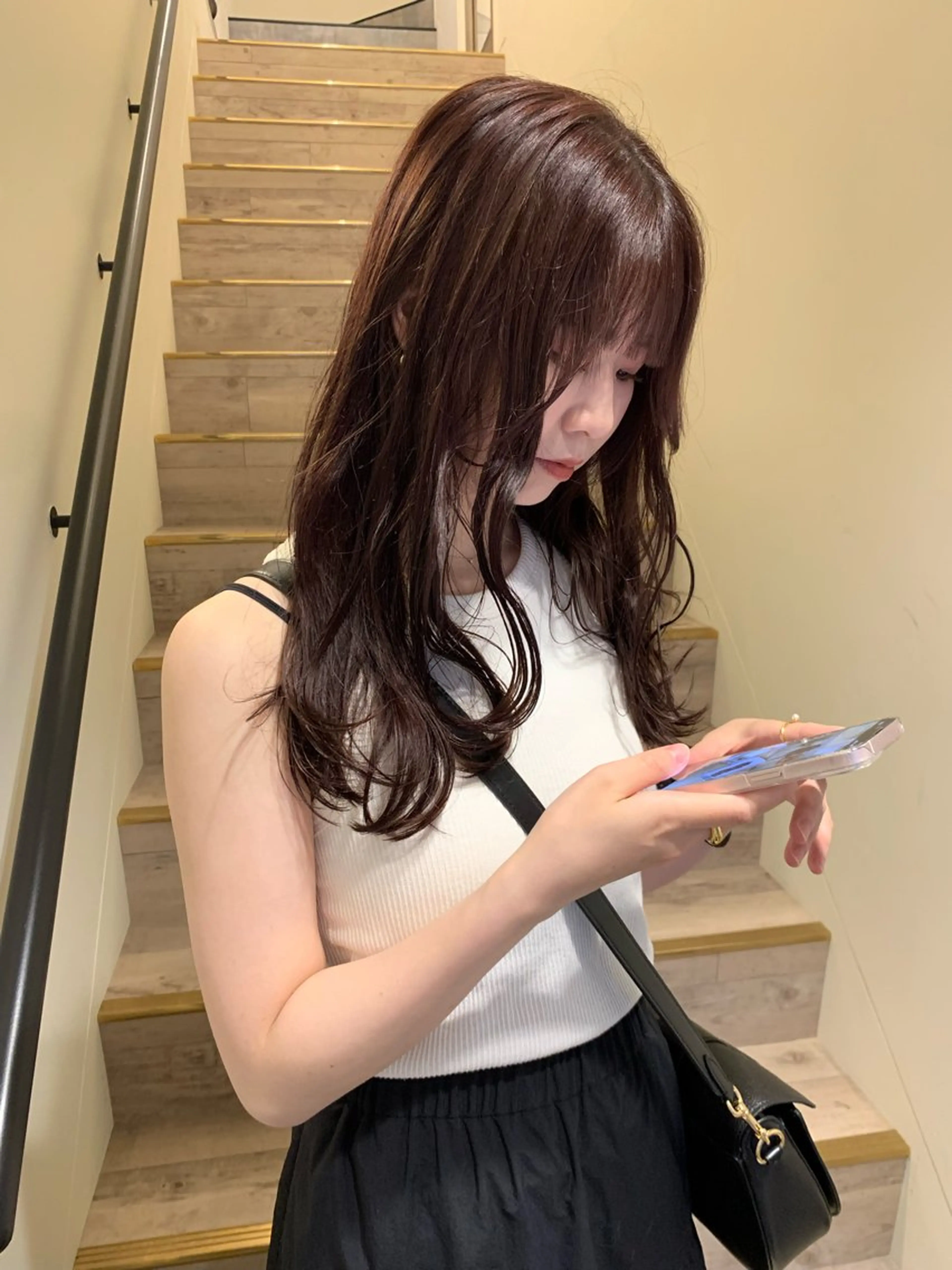 セミロング ヘアカラー トリートメント 落合希 Olivebeigeのヘアスタイル