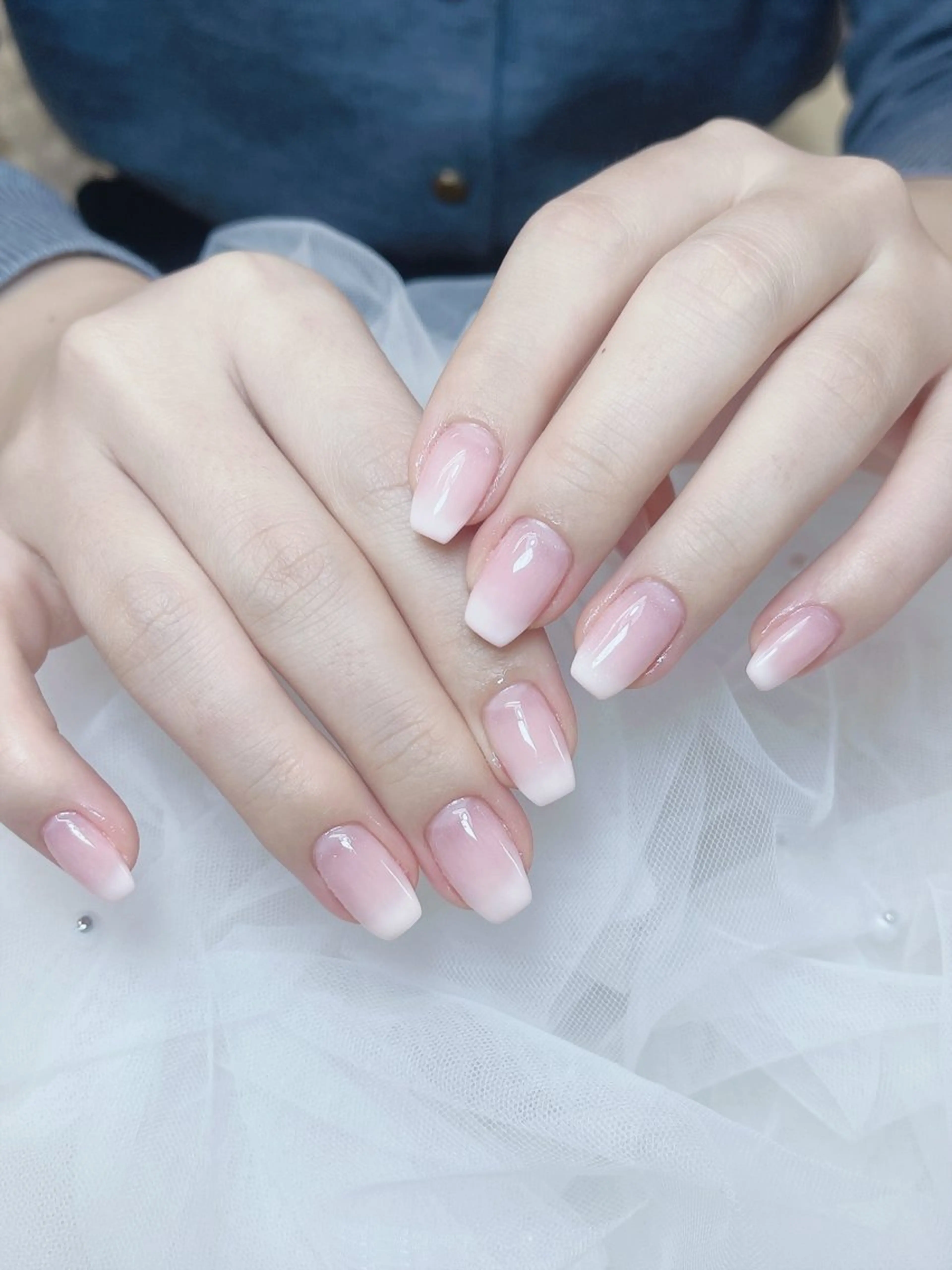 ネイル チークネイル 成人式 フレンチネイル グラデーション 氷ネイル・うるうるネイル ハンドネイル DUO MI所属・DUO   MI nail salonのネイルデザイン