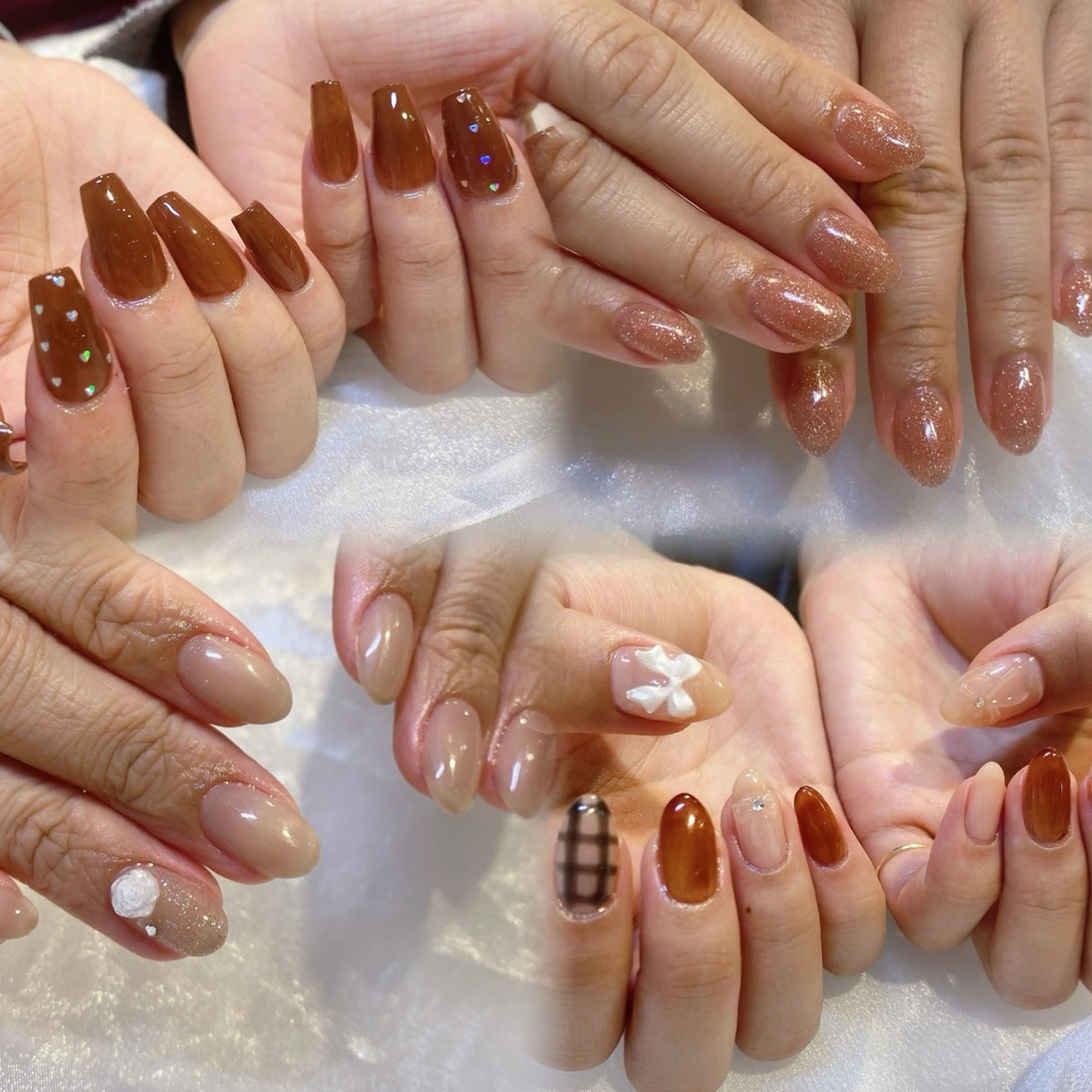 ネイル アートネイル ブラウン ハンドネイル Sayaka 🎀のネイルデザイン