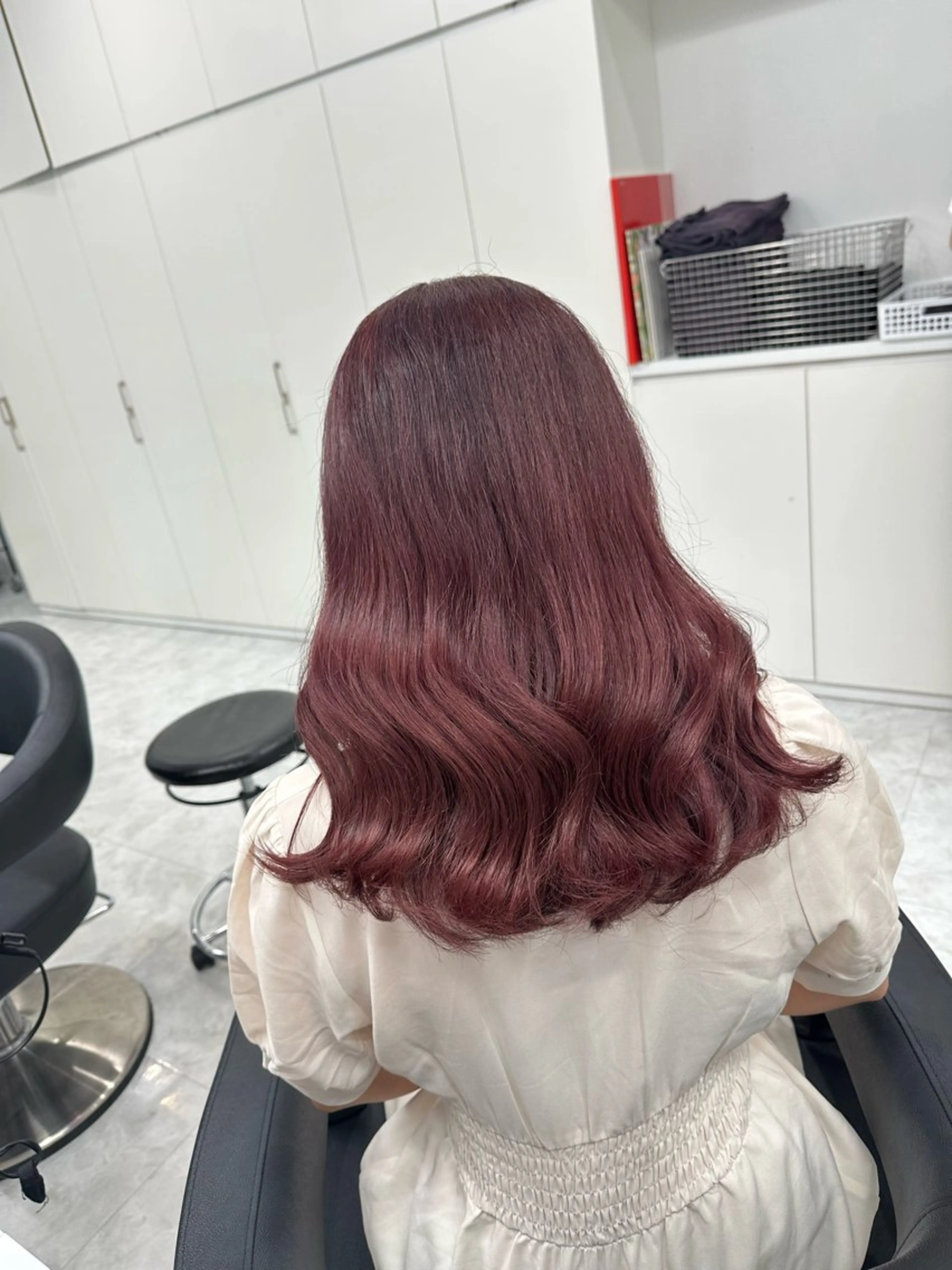 セミロング カラー ヘアアレンジ レッドカラー 髪質改善 トリートメント カット ヘアカラー トリートメント ヘッドスパ ヘアセット 💖SAE💖 銀座美容師のヘアスタイル