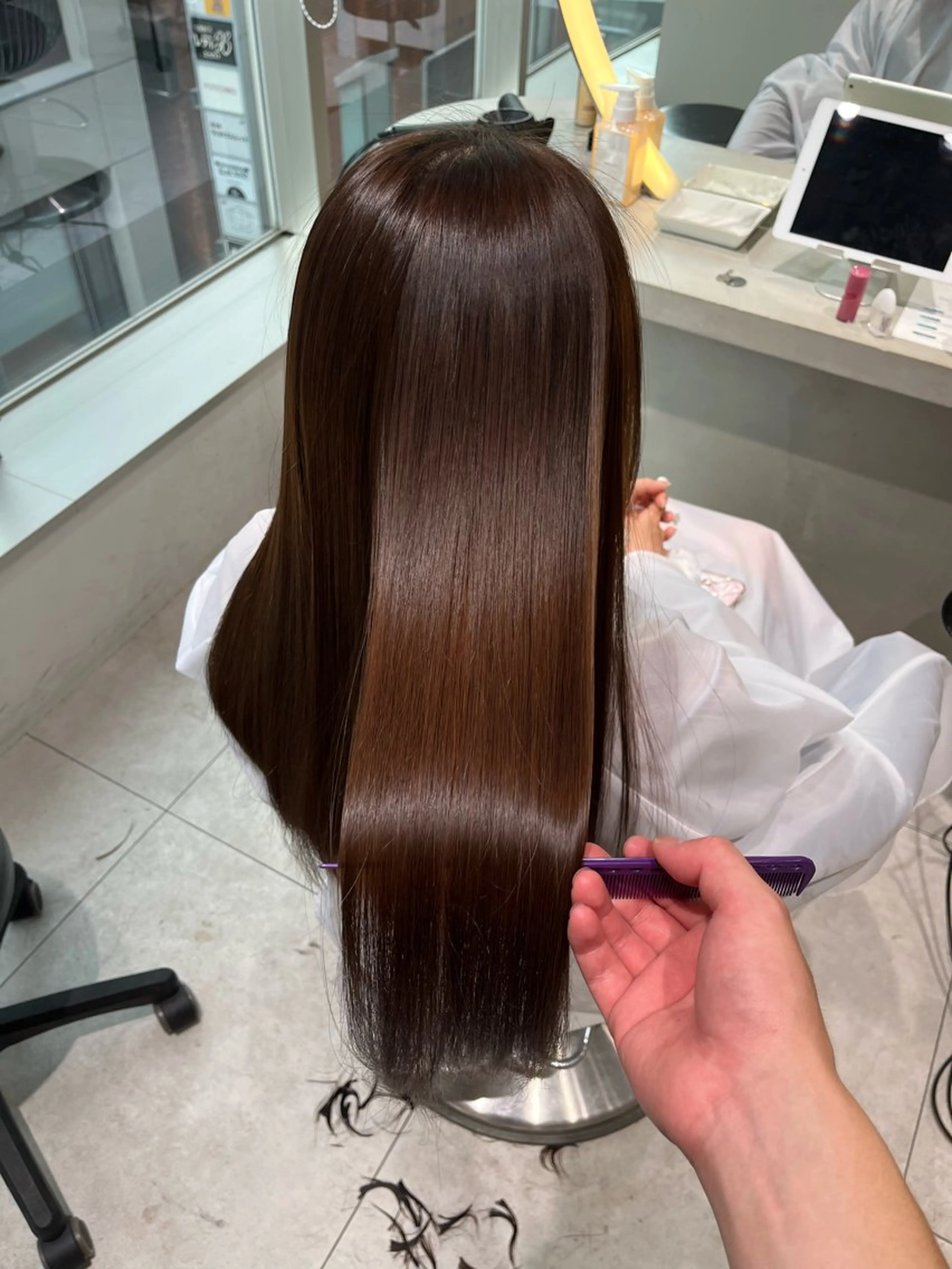 ロング カット 縮毛矯正 レイヤー/髪質改善 /くびれショート加納のヘアスタイル