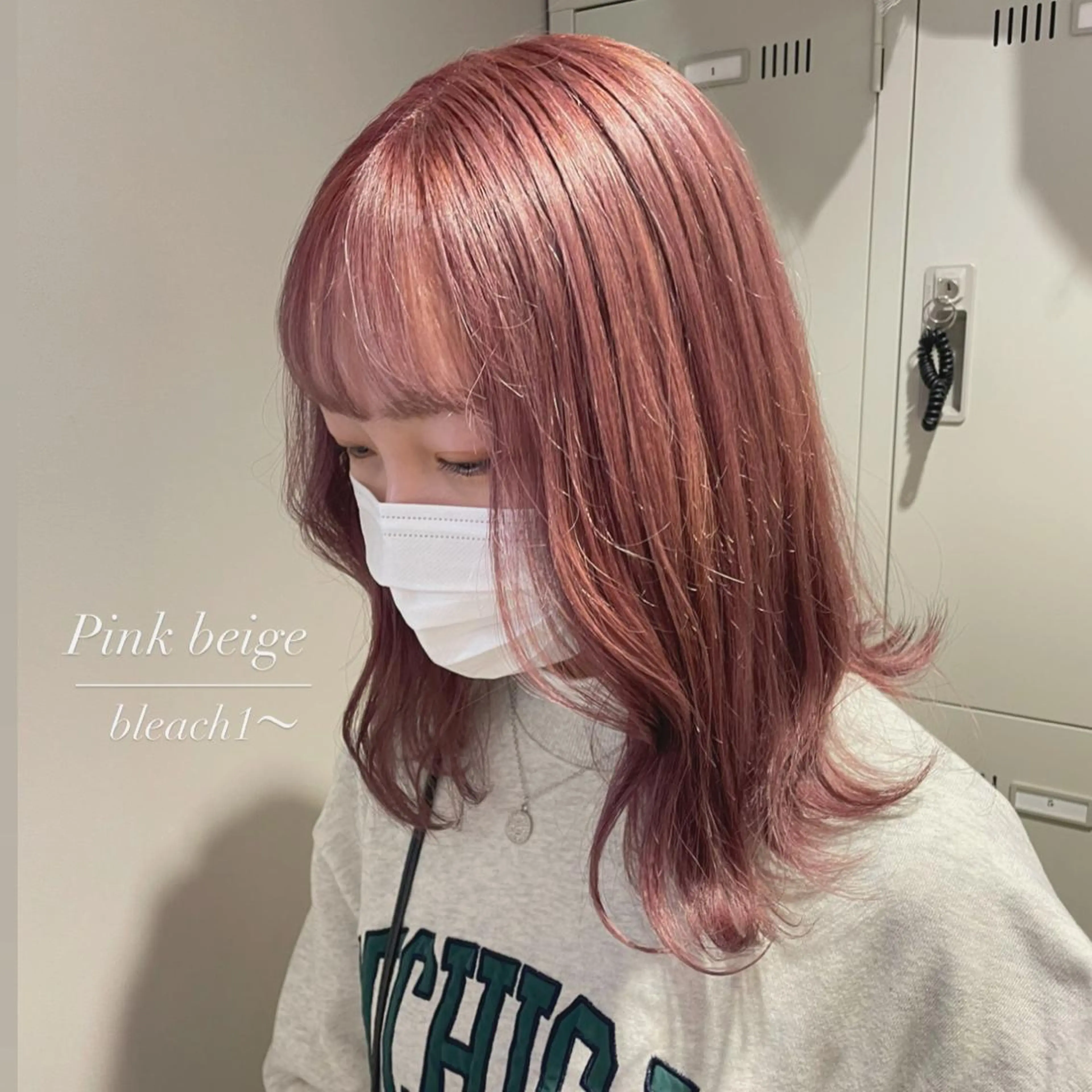 セミロング カラー ベージュカラー ブリーチ ピンクカラー ピンクベージュ 表参道ハッシュカット レイヤー/リノンのヘアスタイル