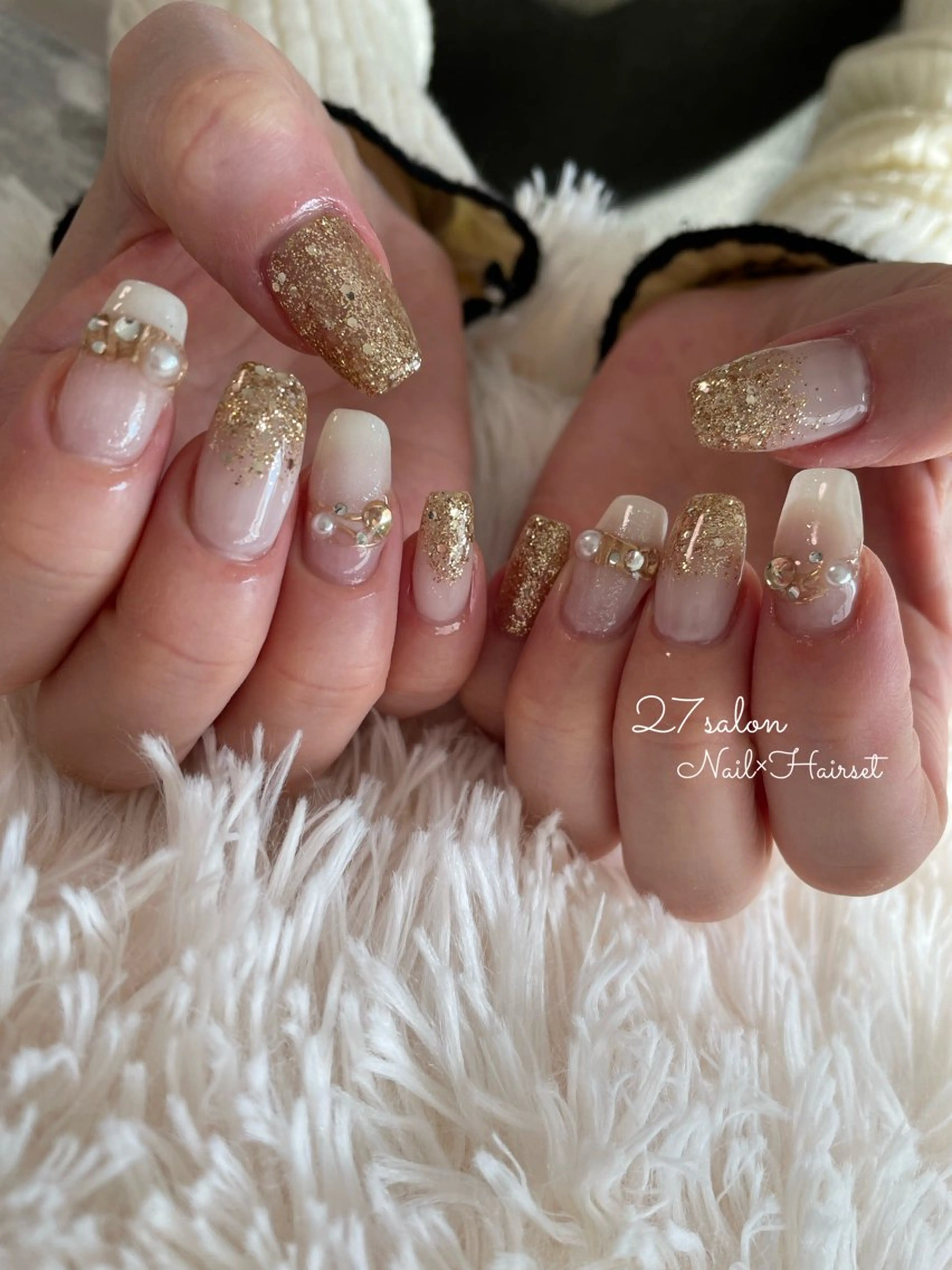 ネイル ホワイト 冬ネイル 27salon yuinaのネイルデザイン