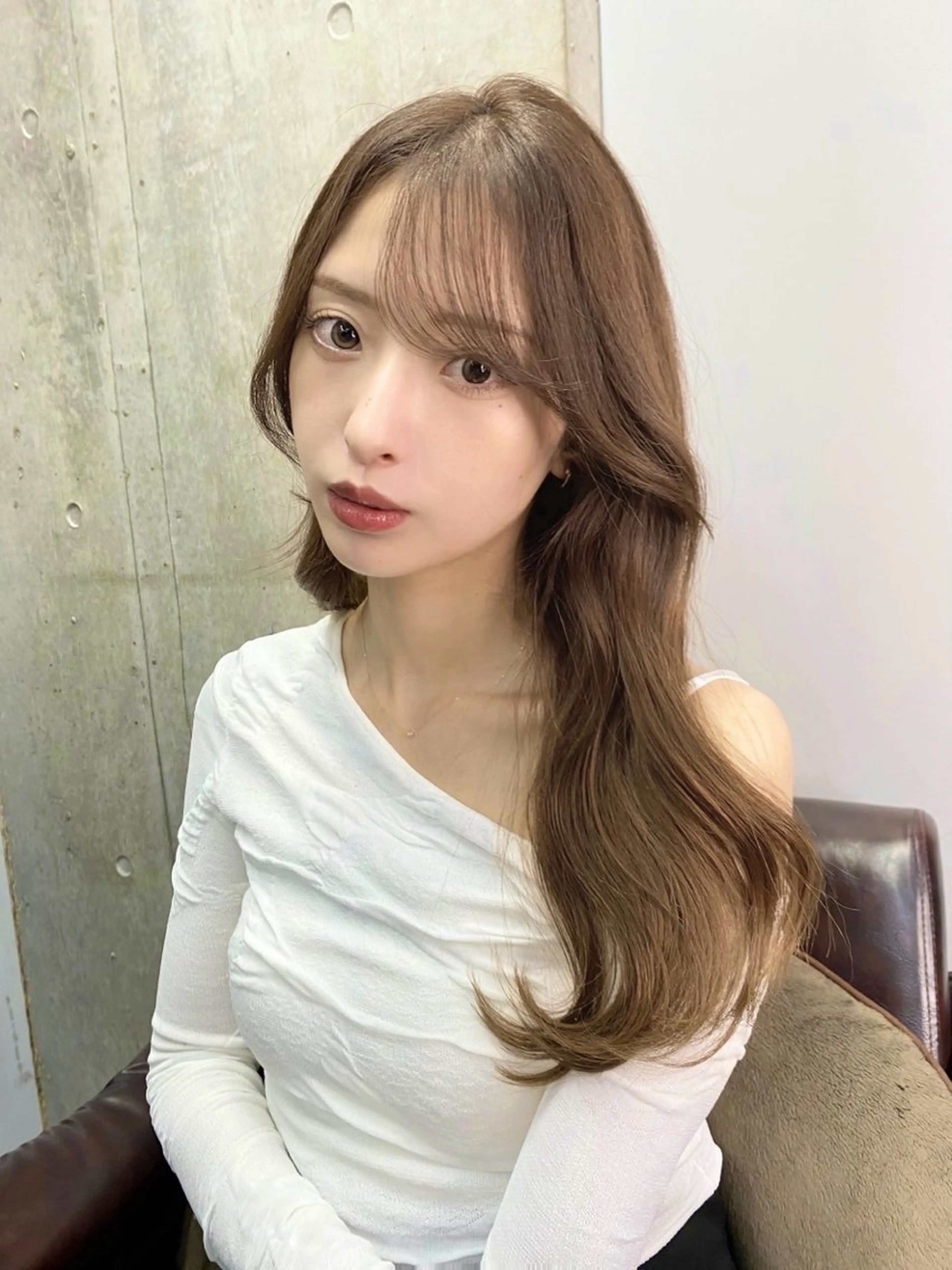 ロング カラー ブリーチ ケアカラー 透明感カラー ブリーチなしカラー 髪質改善 韓国/ワンホンヘア 髪質改善/MaCoのヘアスタイル