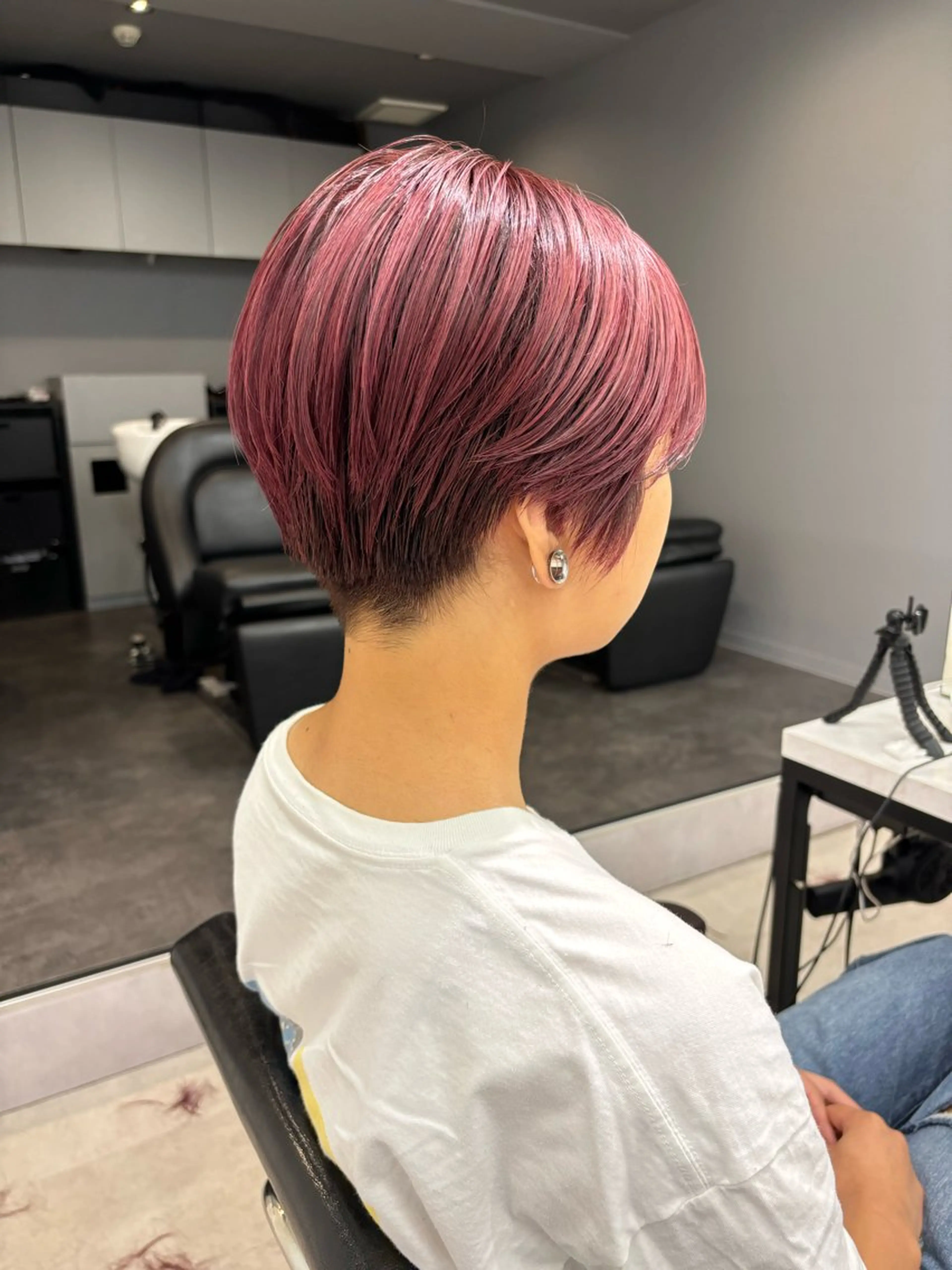 ショート カラー ハンサムショート ピンクカラー ショートヘア カット ヘアカラー トリートメント ハイライト/ショート /ボブ/RYOHEIのヘアスタイル