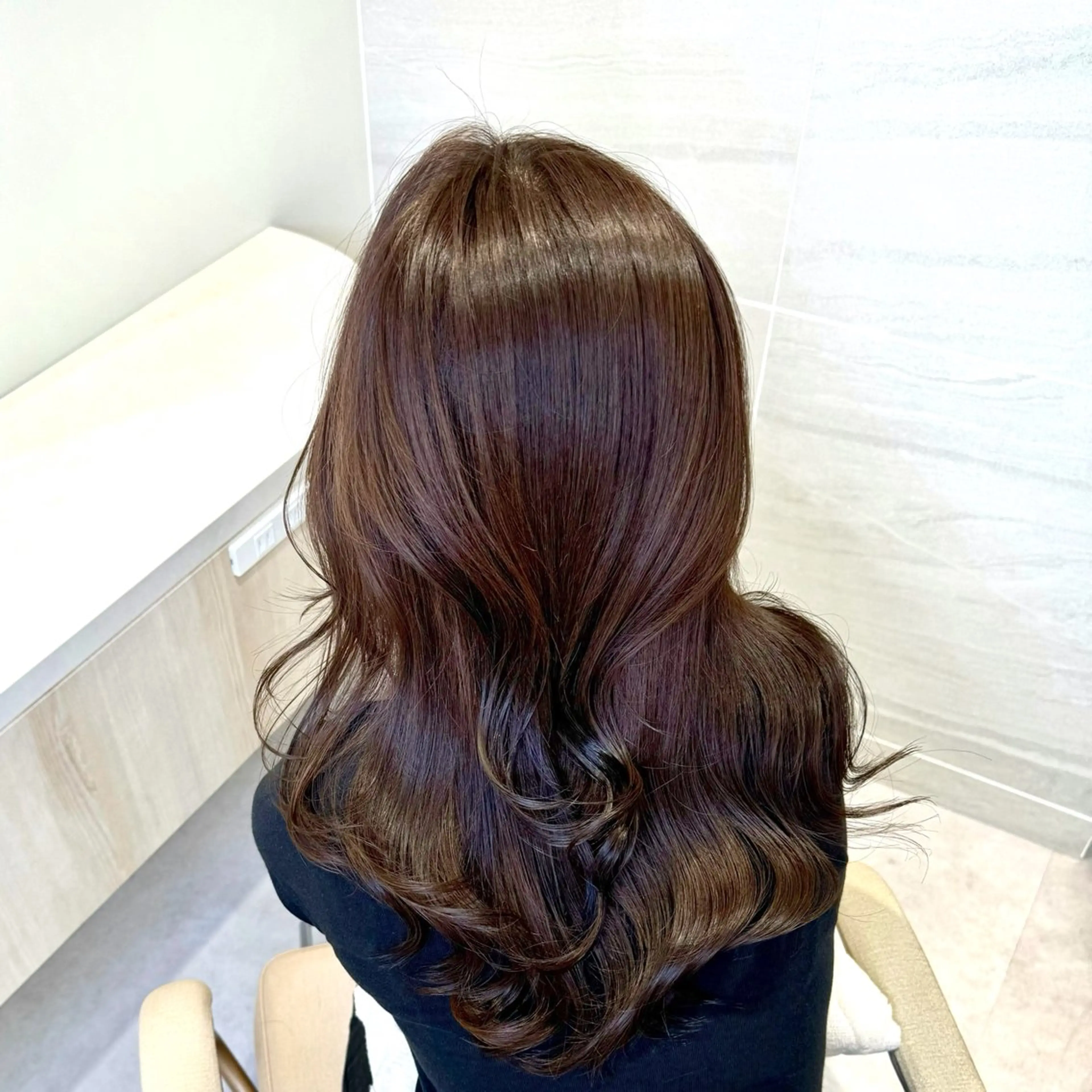 セミロング 似合わせカット 小顔カット 縮毛矯正 カット ヘアカラー 韓国風/小顔レイヤー /艶カラーのヘアスタイル