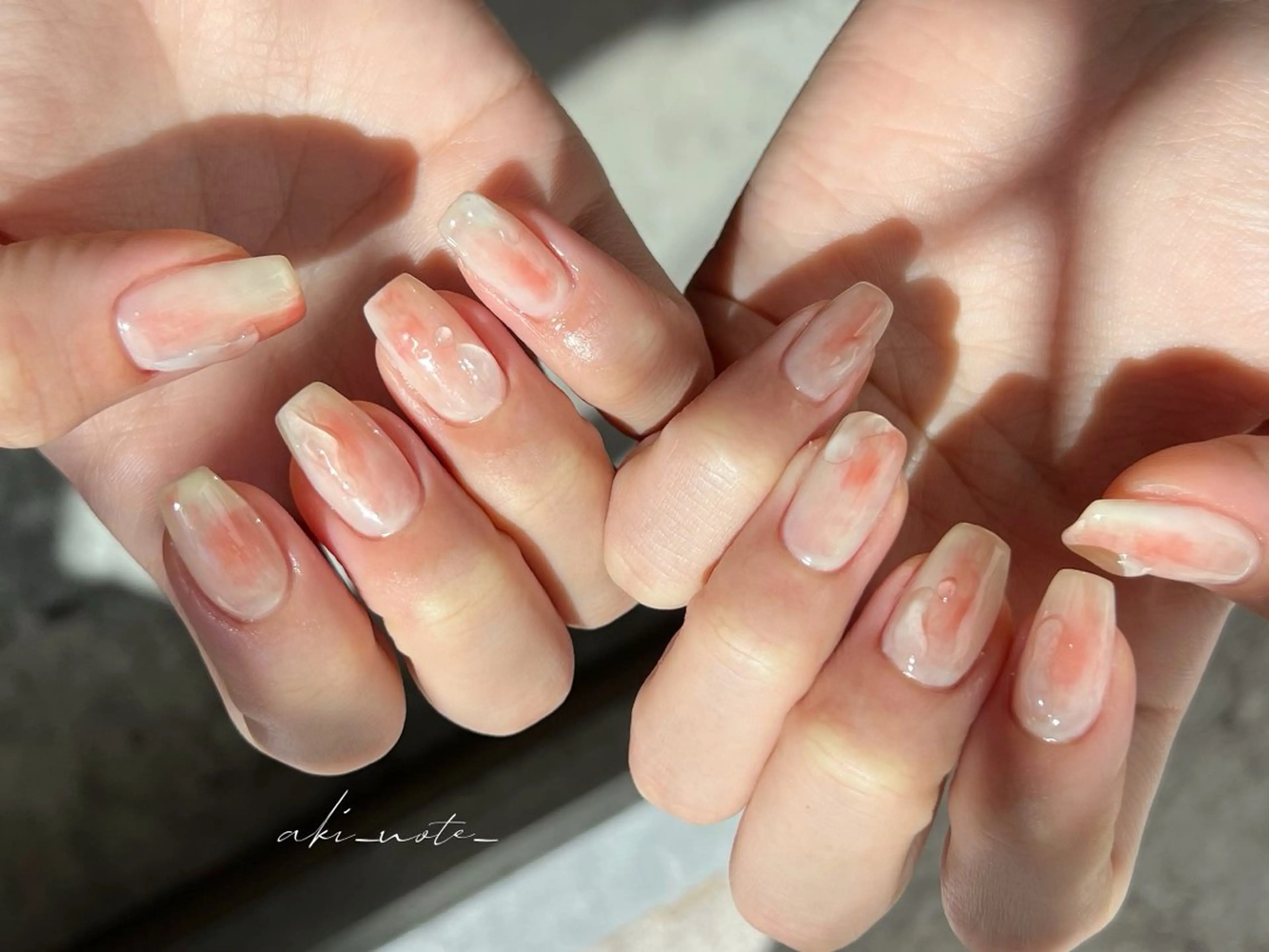 ネイル ジェルネイル 韓国ネイル ニュアンスネイル ショートネイル 夏ネイル ハンドネイル フットネイル GRANDE大須 栄/店長 aki🌙のネイルデザイン