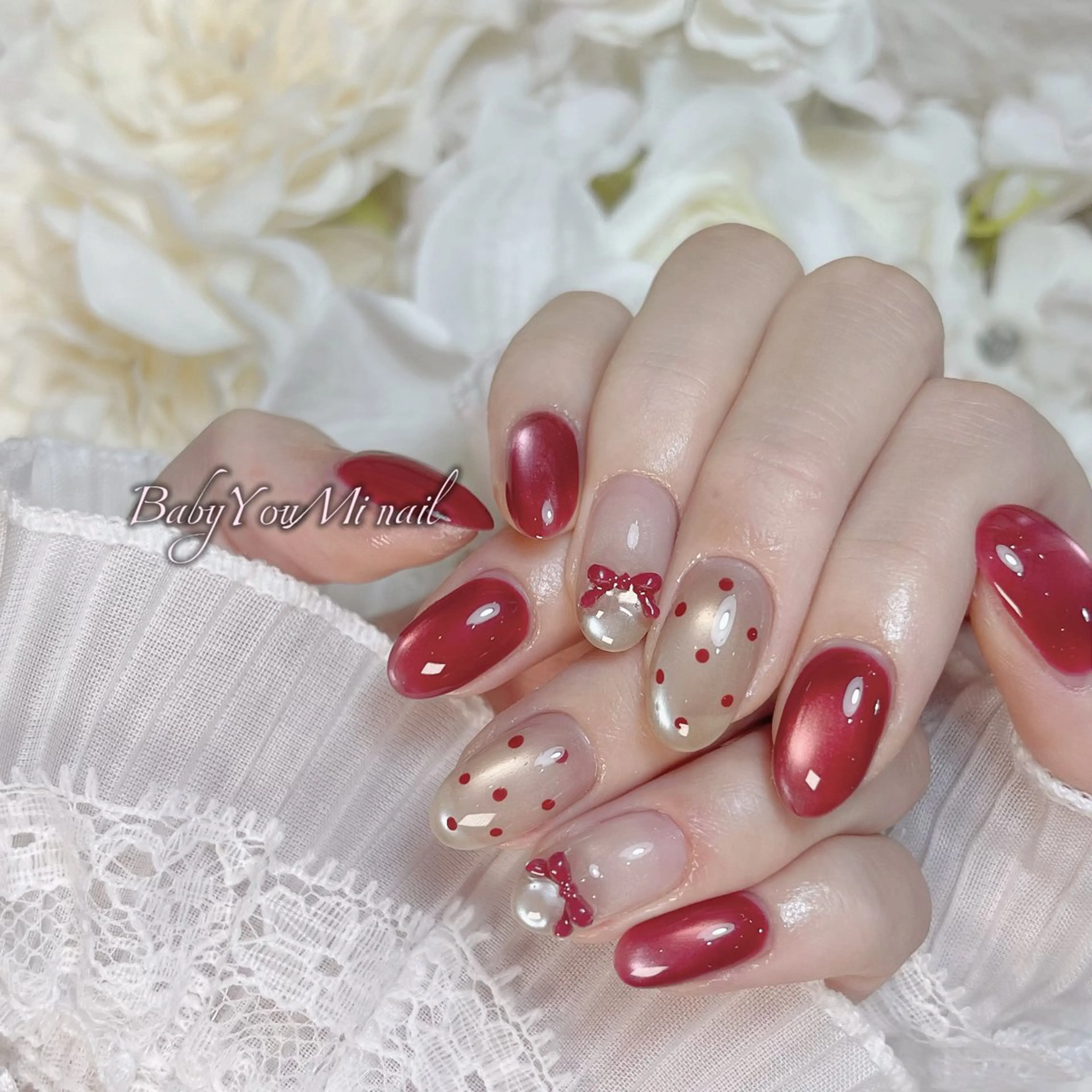ネイル オーロラネイル 成人式 フットネイル フレンチネイル ジェルネイル ハンドネイル Oomiya 服部のネイルデザイン