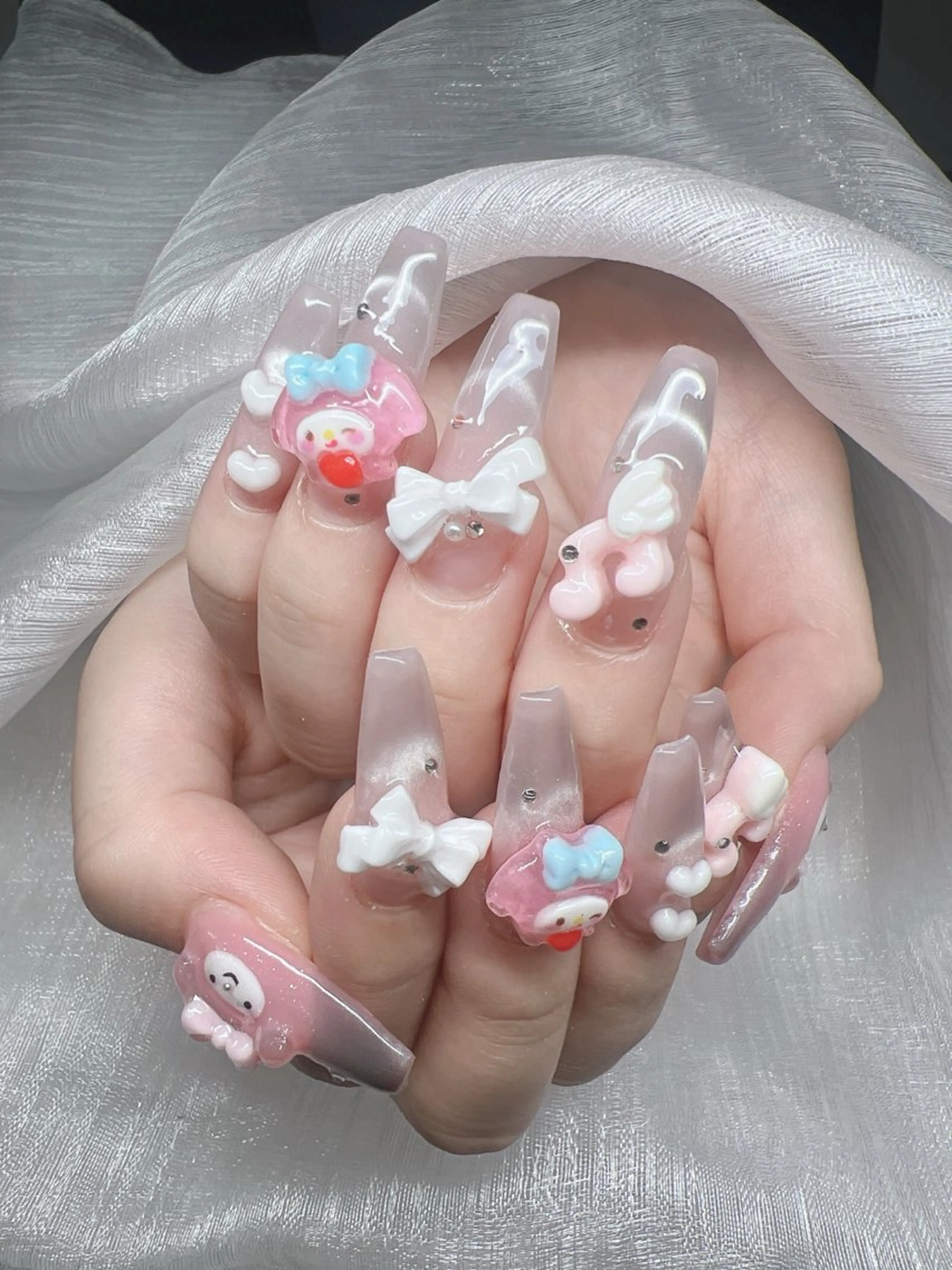 ネイル 長さ出し グラデーション キラキラネイル マグネットネイル ニュアンスネイル Lee Nails チップ長さだし専門店のネイルデザイン