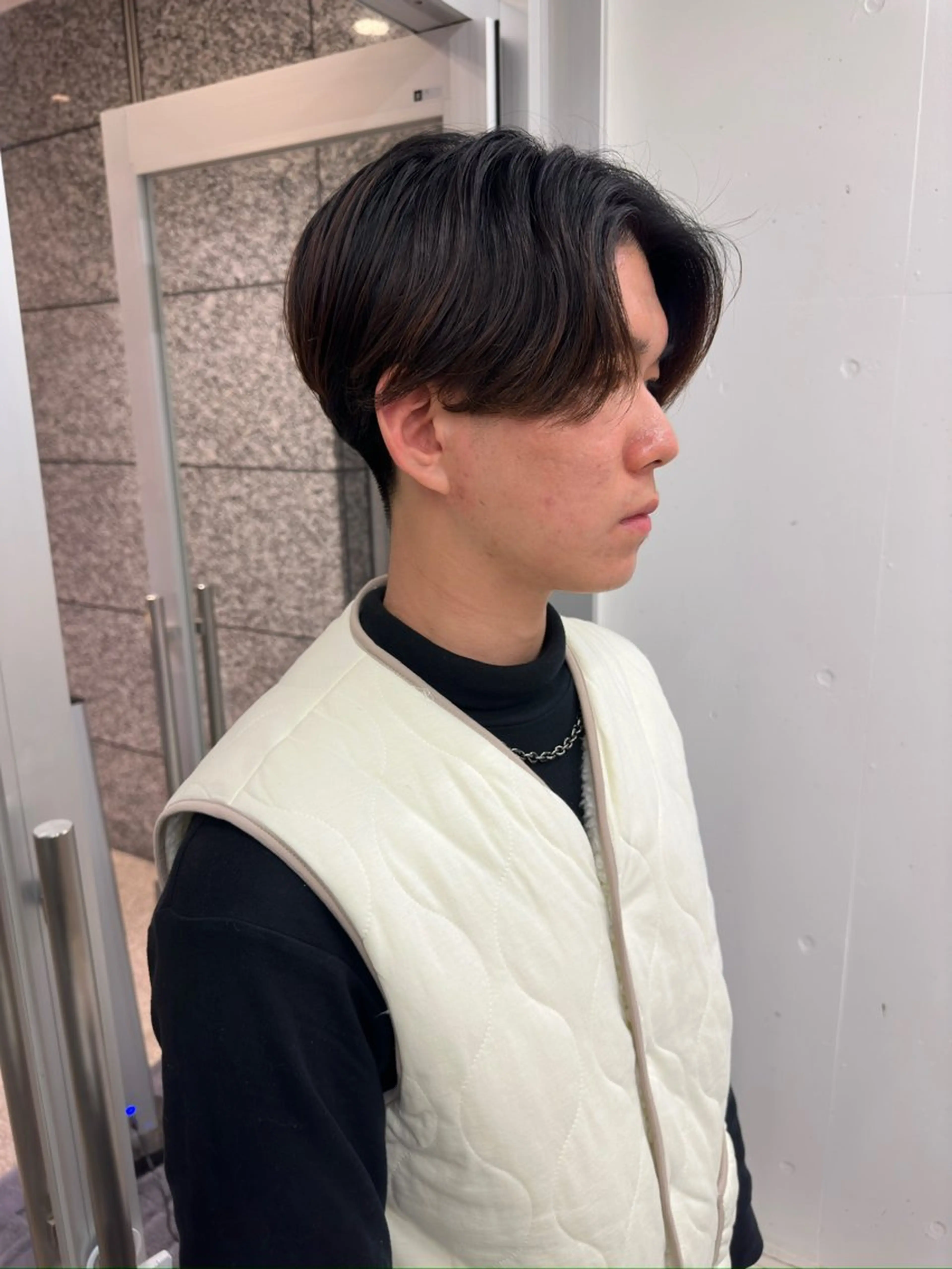 パーマ メンズ センターパート メンズパーマ カット パーマ トリートメント CUT LINE所属・ヘアドネーション/ ショート・ボブのヘアスタイル