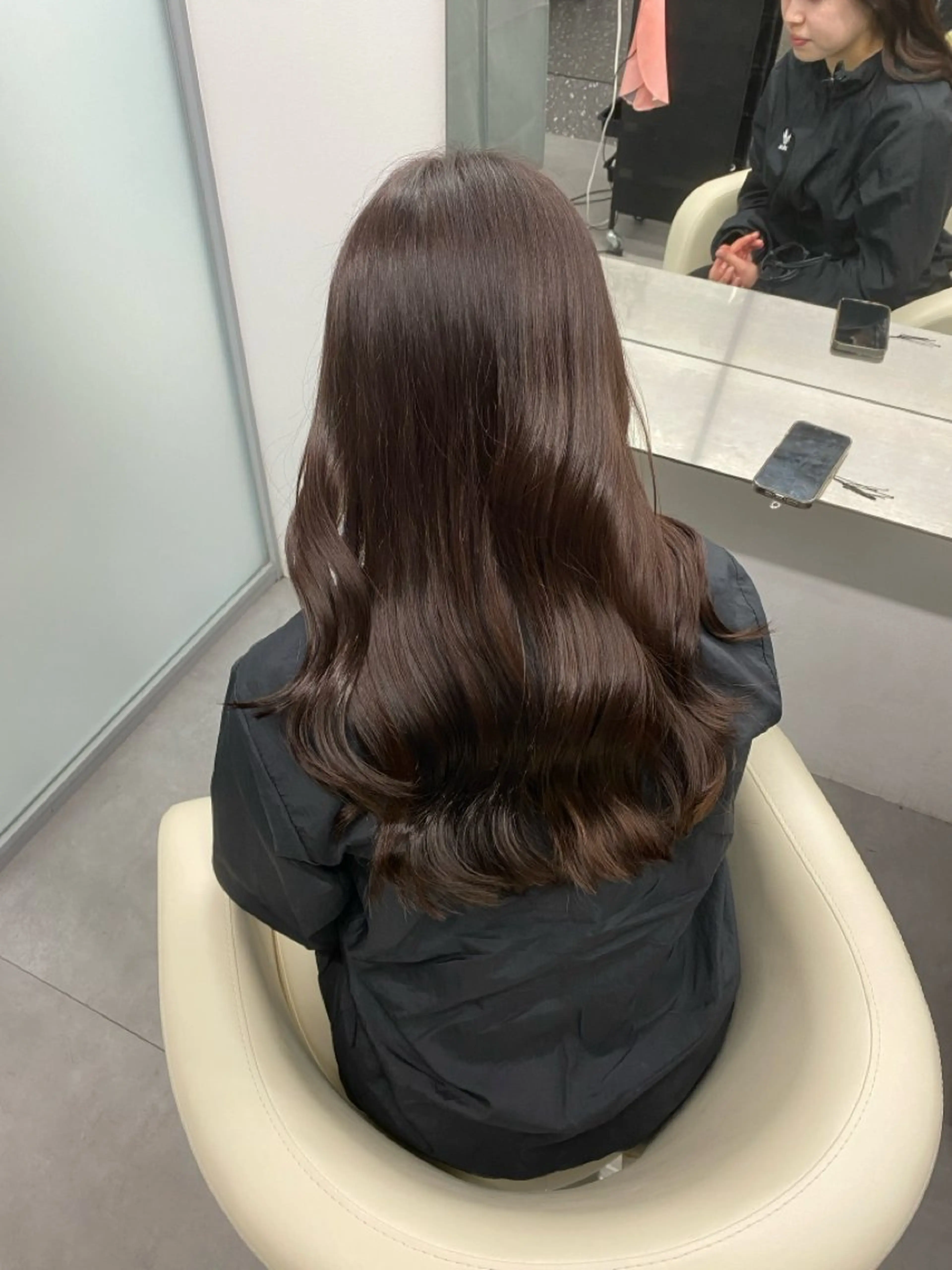 ロング カラー ベージュカラー ブラウンカラー ブラウンベージュ 江坂トレンド韓国風 髪質改善shinoのヘアスタイル