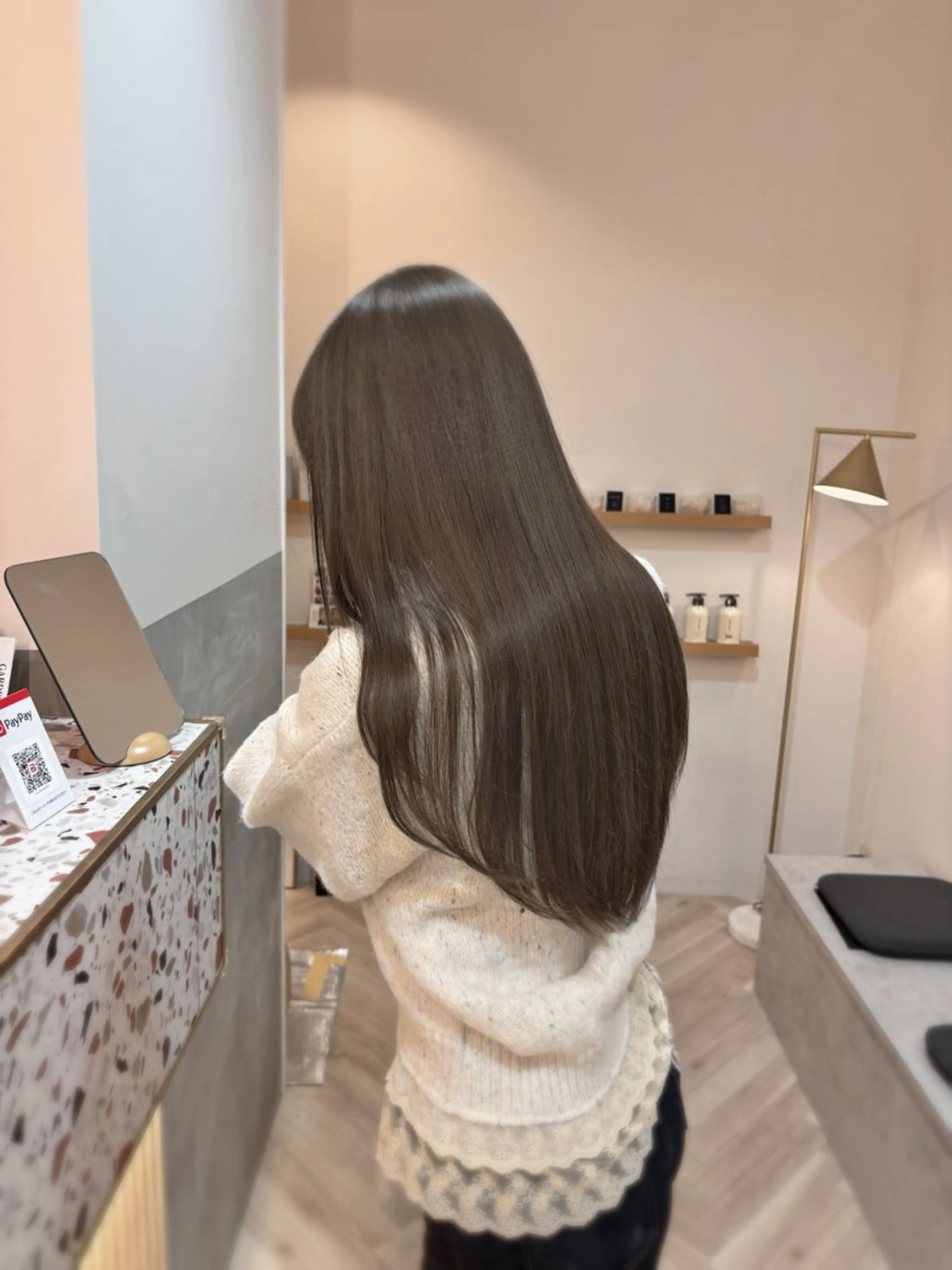 ロング カラー ベージュカラー ヘーゼル ヘアカラー ヘーゼルベージュ/ 赤み消し/はるのヘアスタイル