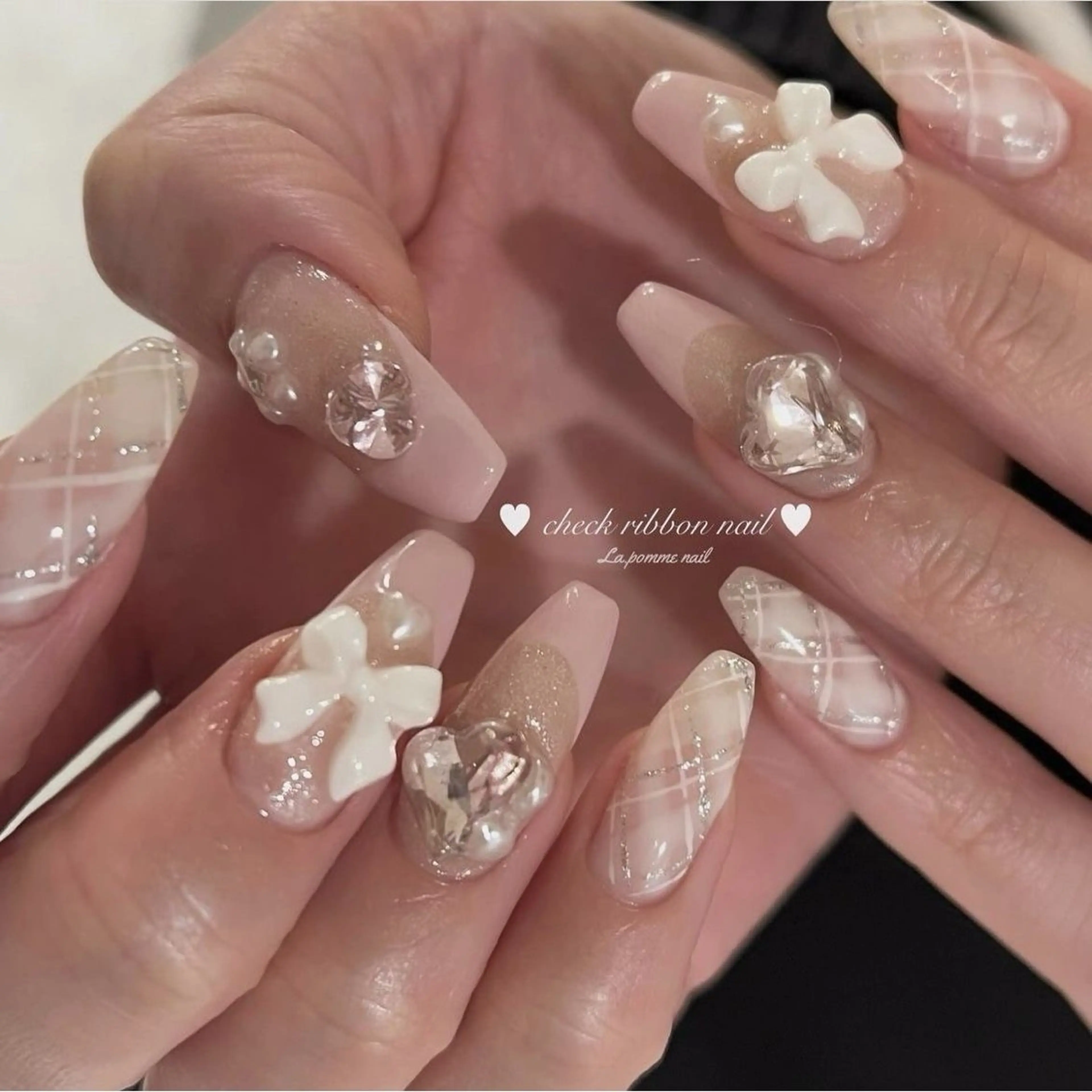 ネイル 長さ出し マグネットネイル ミラーネイル ピンク 冬ネイル Lee Nailsのネイルデザイン