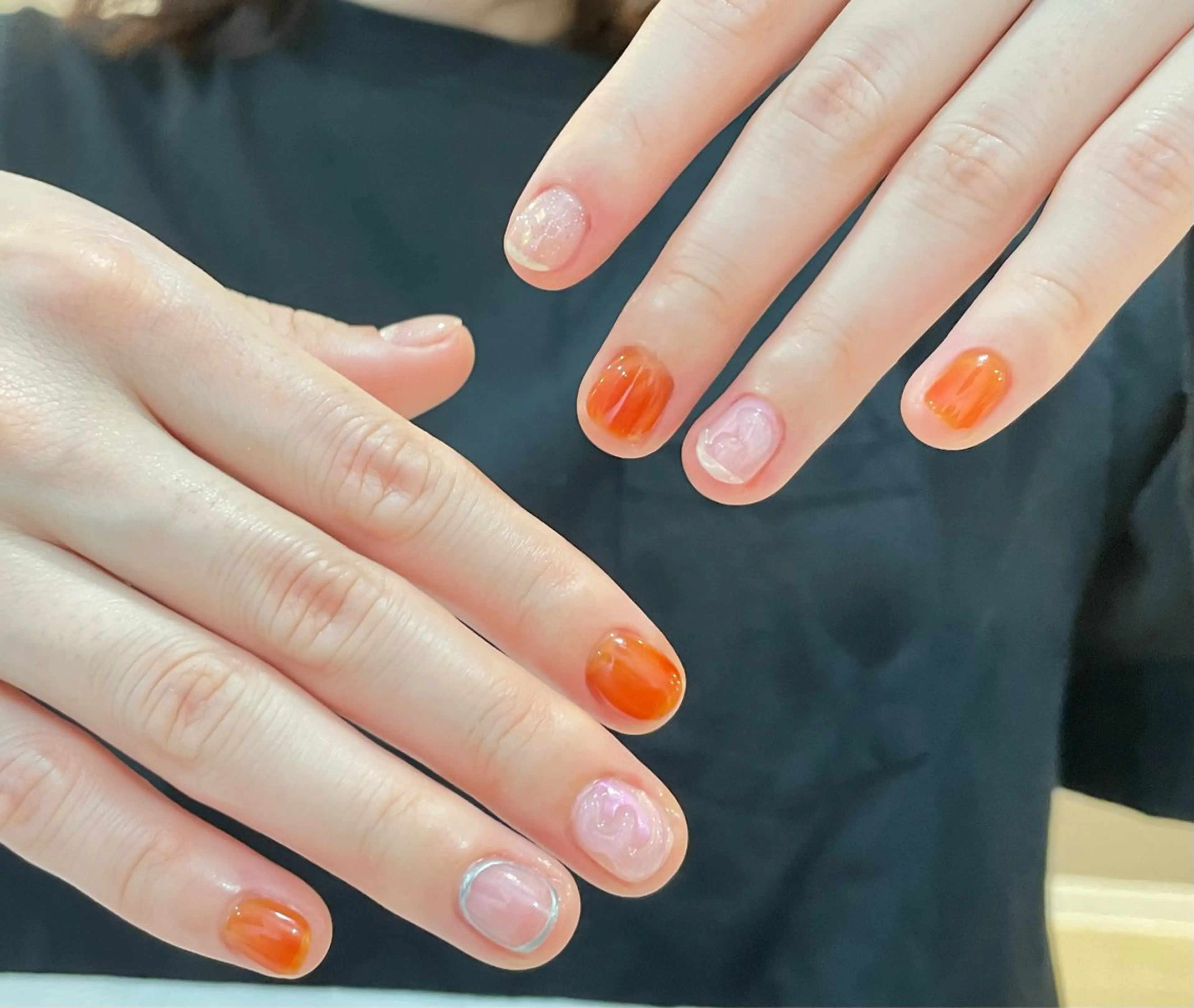 ネイル オーロラネイル チークネイル フレンチネイル ガラスフレンチ グラデーション H&B 楊のネイルデザイン