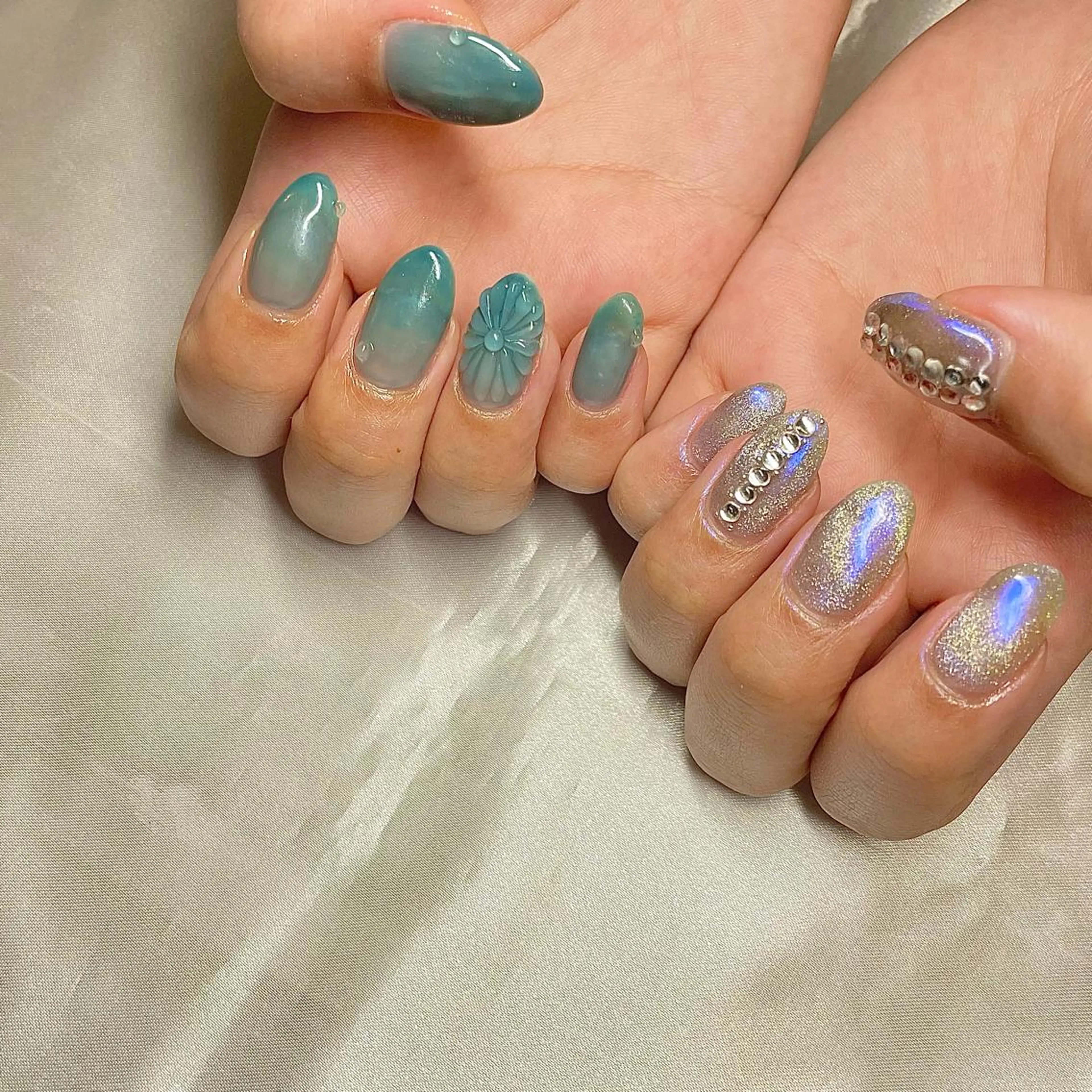 カラー ヘアアレンジ メンズ キッズ ネイル マツエク・マツパ グリーン nail&eye Aoのマツエク・マツパデザイン