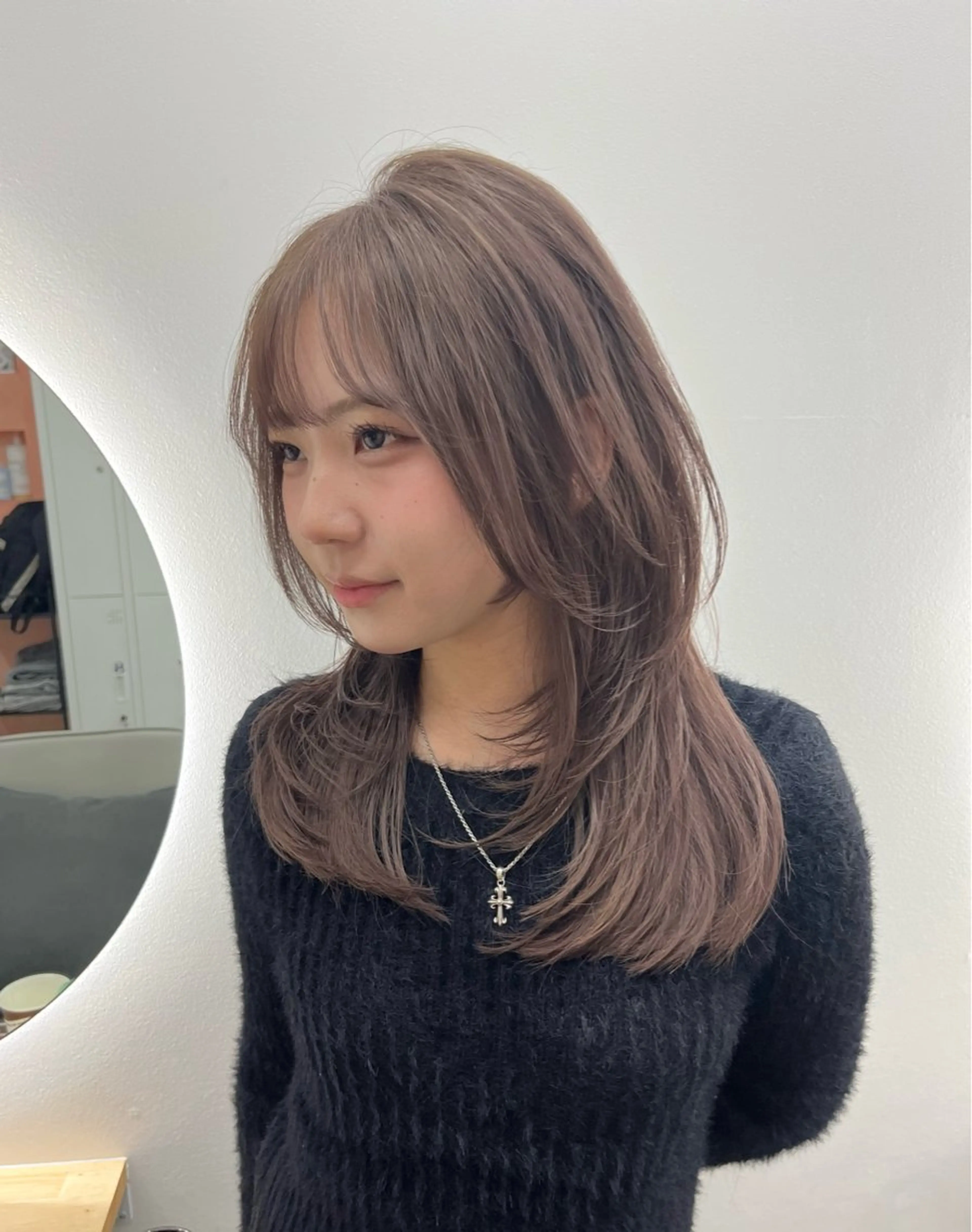 セミロング カラー カット ヘアカラー トリートメント ベージュ⟡˖レイヤー ˖ ࣪⊹あずきのヘアスタイル