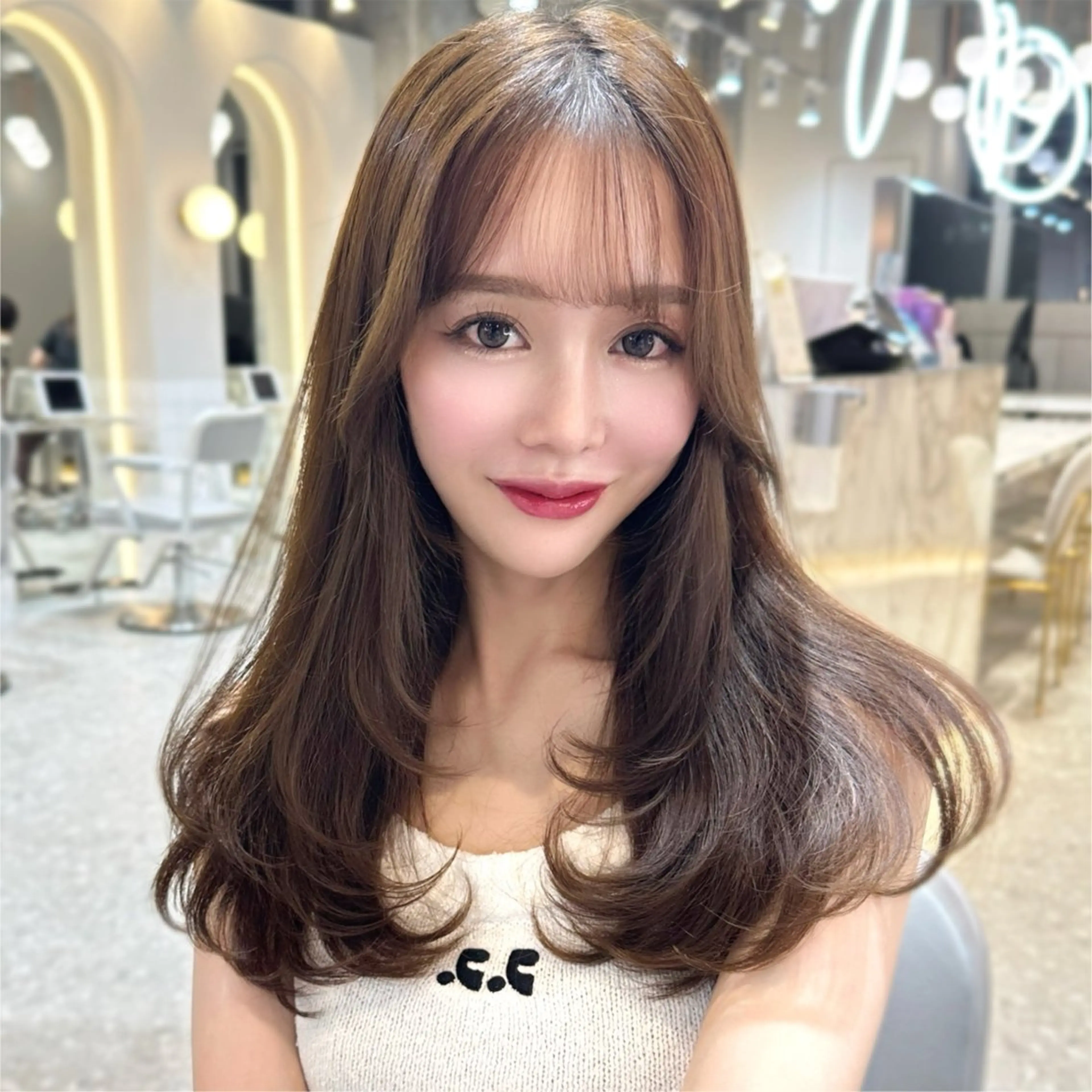 セミロング カラー カット ヘアカラー トリートメント 新宿/韓国風レイヤー 髪質改善/渋谷直樹のヘアスタイル