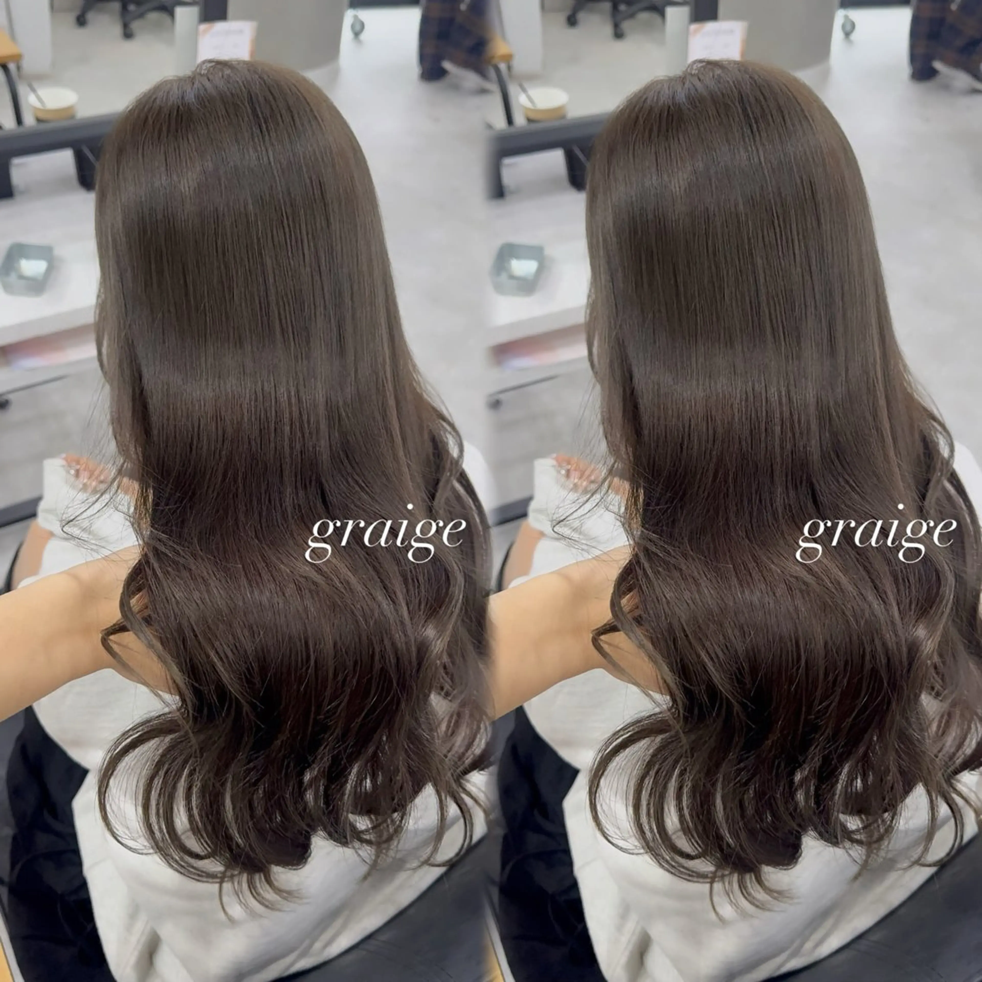 ロング カラー アッシュ アッシュブラウン ベージュカラー 黒髪 ブリーチ カット ヘアカラー トリートメント 赤み無し柔らかカラー 【梅田】madokaのヘアスタイル