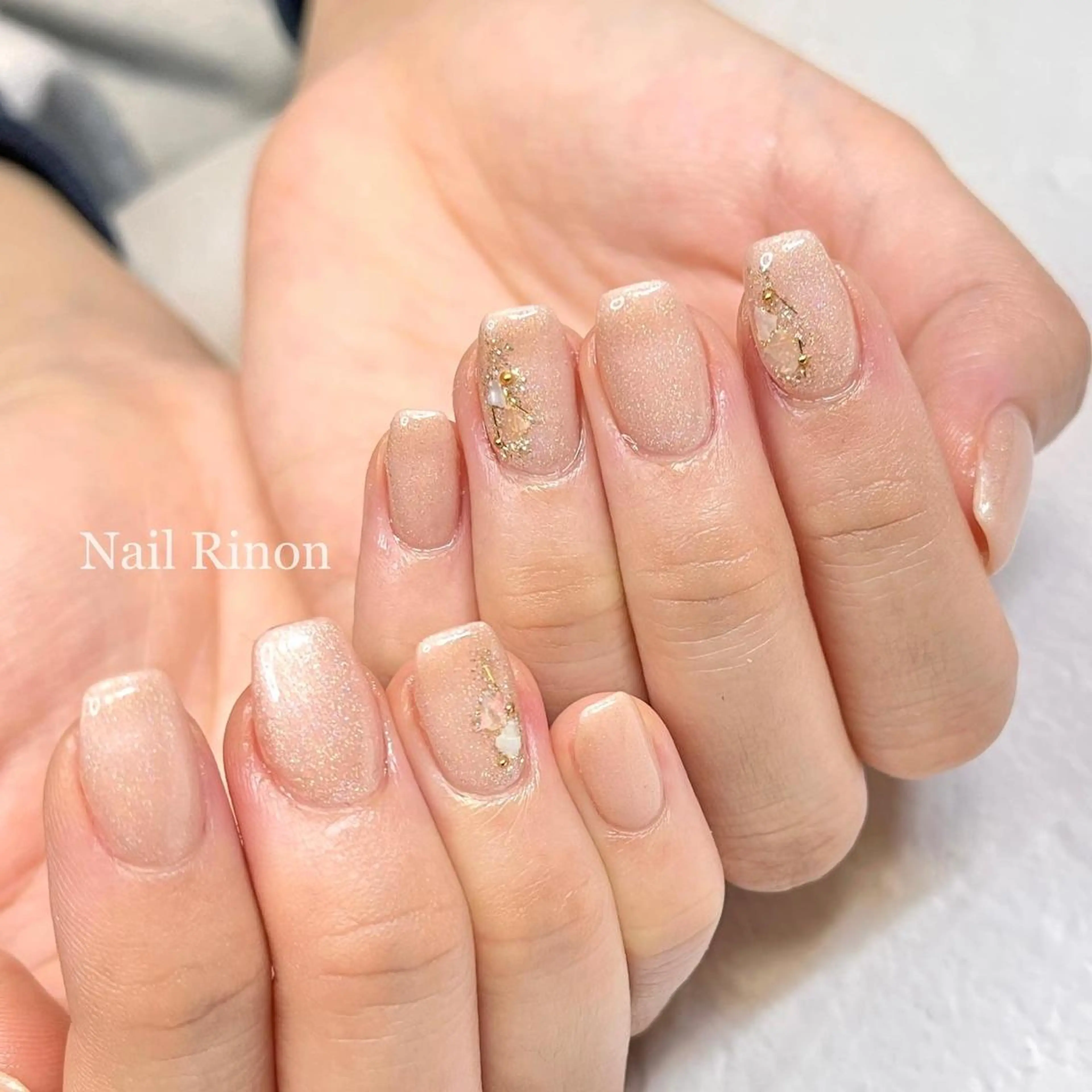 ネイル ラメ(グリッター) シンプルネイル スクエアネイル ハンドネイル Nail Rinonのネイルデザイン