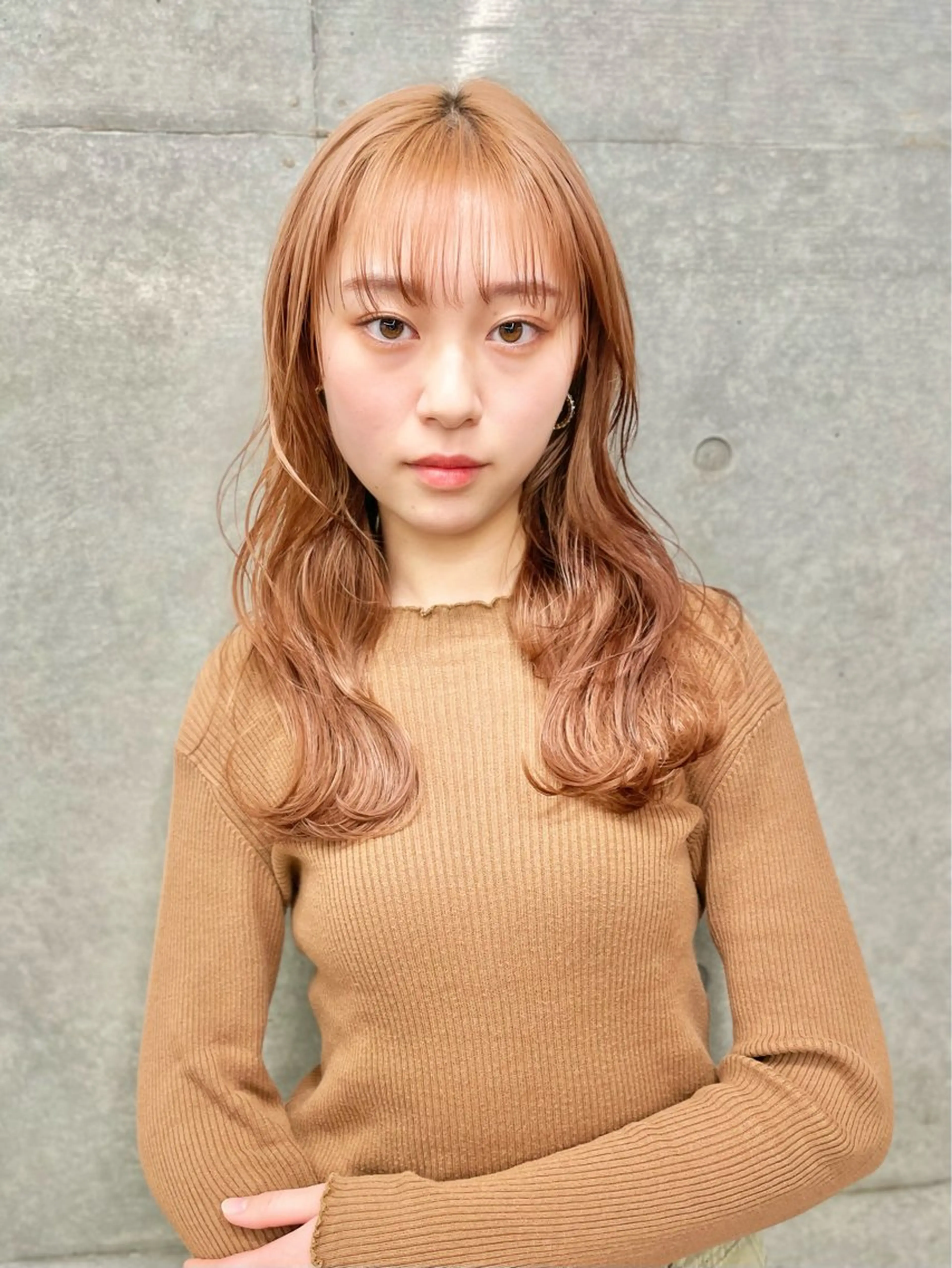 ロング アッシュ ボブ くびれヘア 顔まわりレイヤー ハイライト 表参道/髪質改善/ 髪質改善カラー/遠藤のヘアスタイル