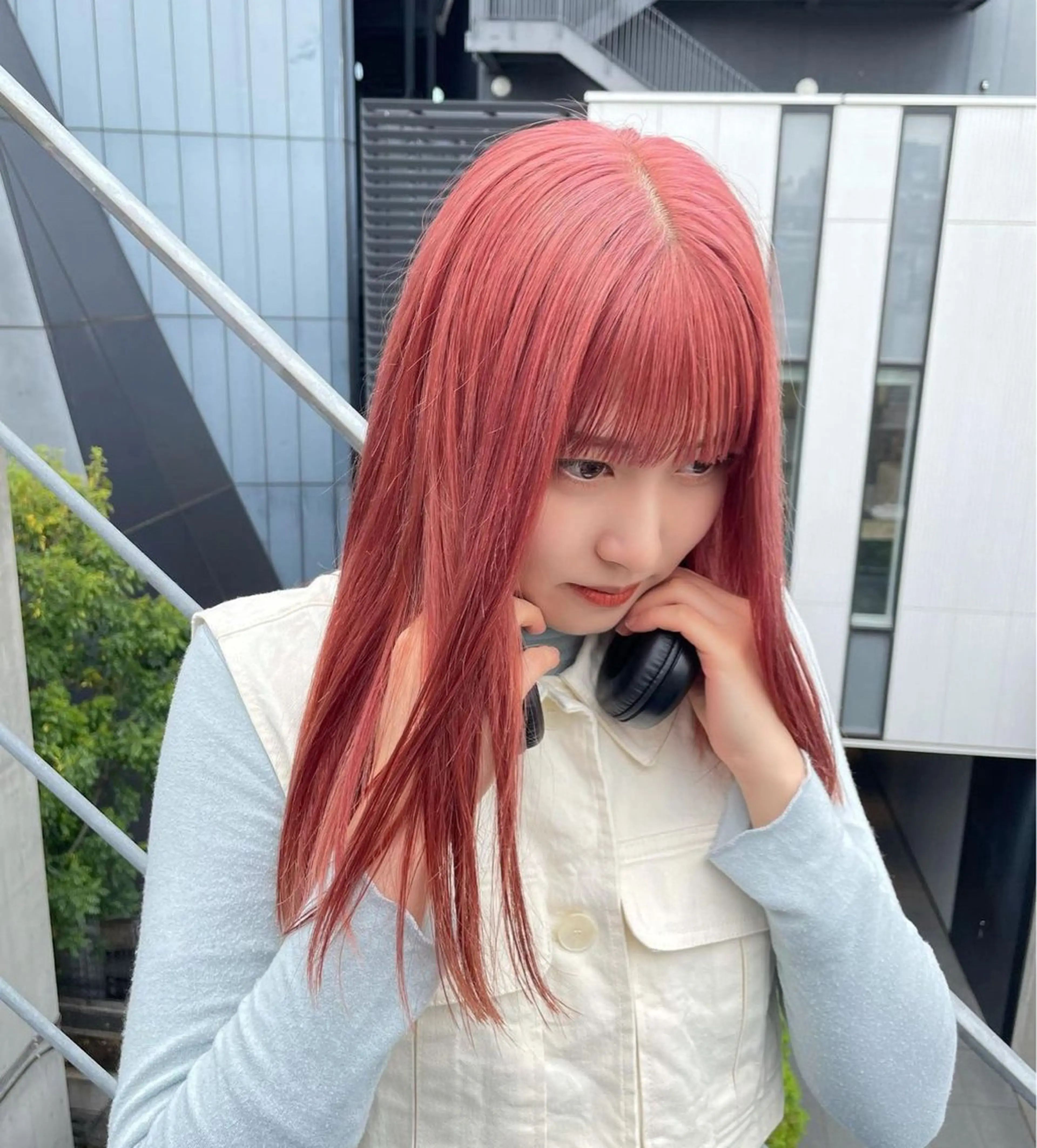 ミディアム カラー ブリーチ ピンクカラー ヘアカラー 無料カット/ハイ トーンカラー/きらのヘアスタイル