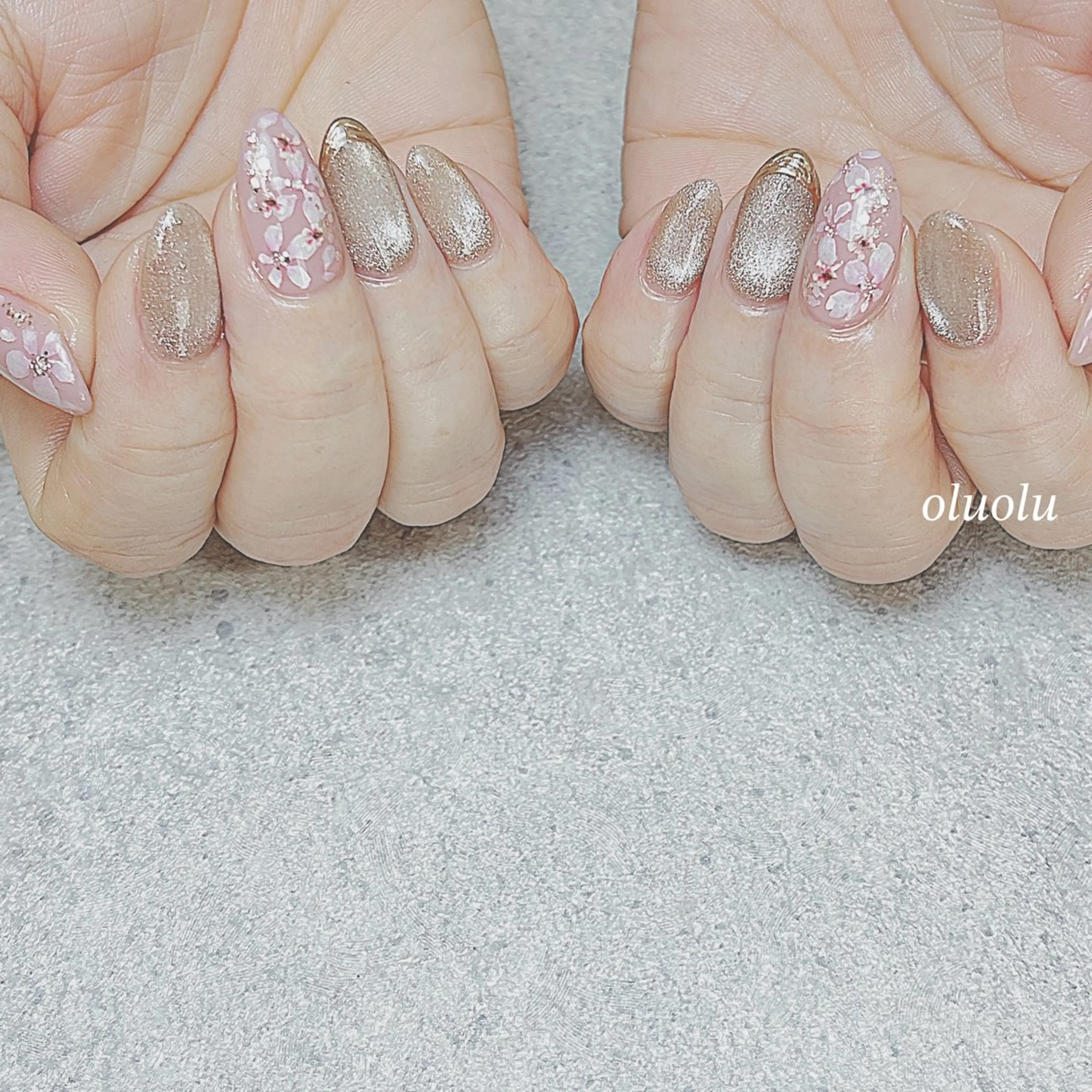 ネイル アートネイル 桜ネイル フラワーネイル フットネイル マグネットネイル ハンドネイル 大村 紬華のネイルデザイン