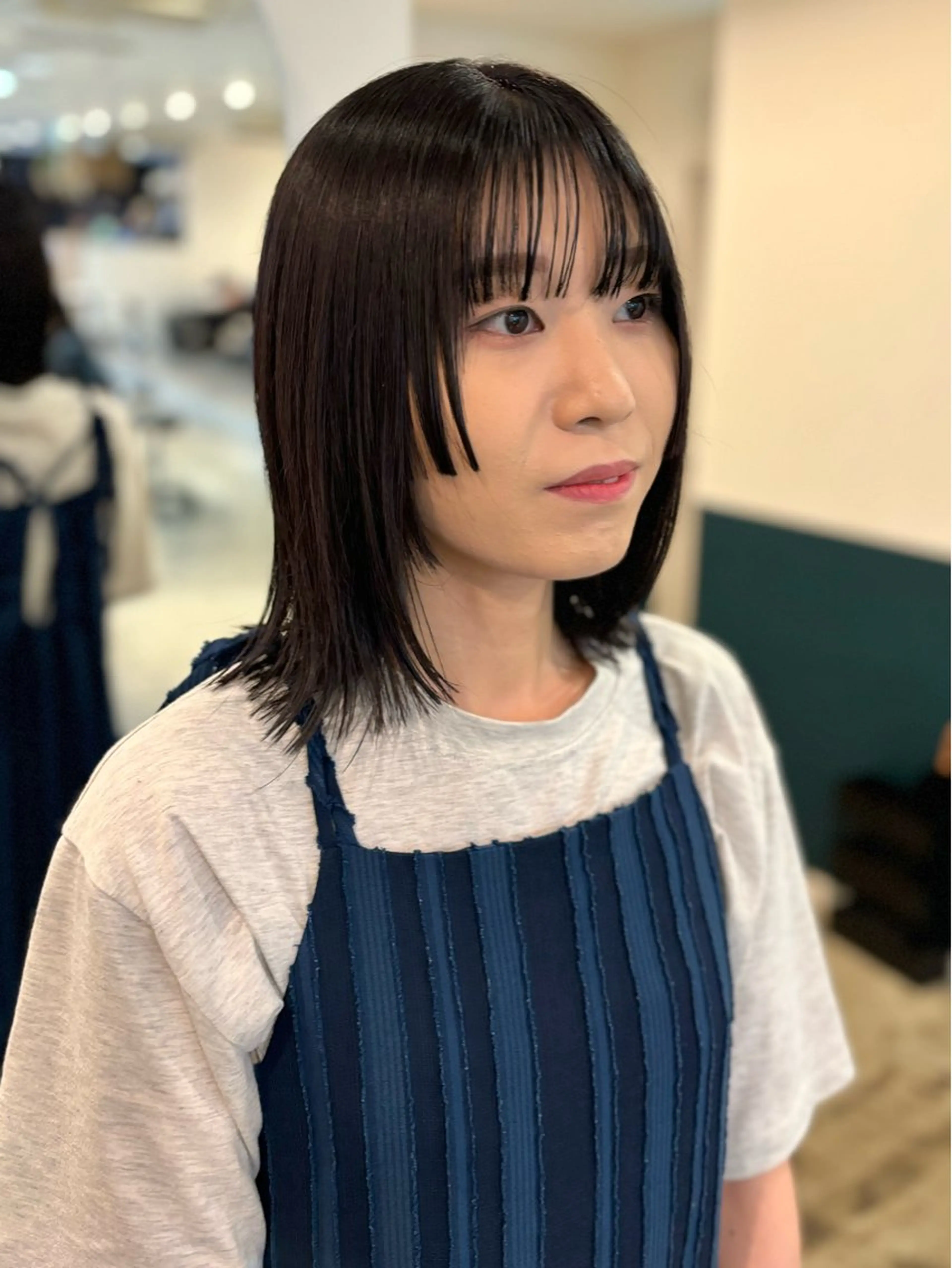 ミディアム 姫カット 外ハネヘア カット ヘアカラー ☁️RIKA☁️ @ri2_____bのヘアスタイル