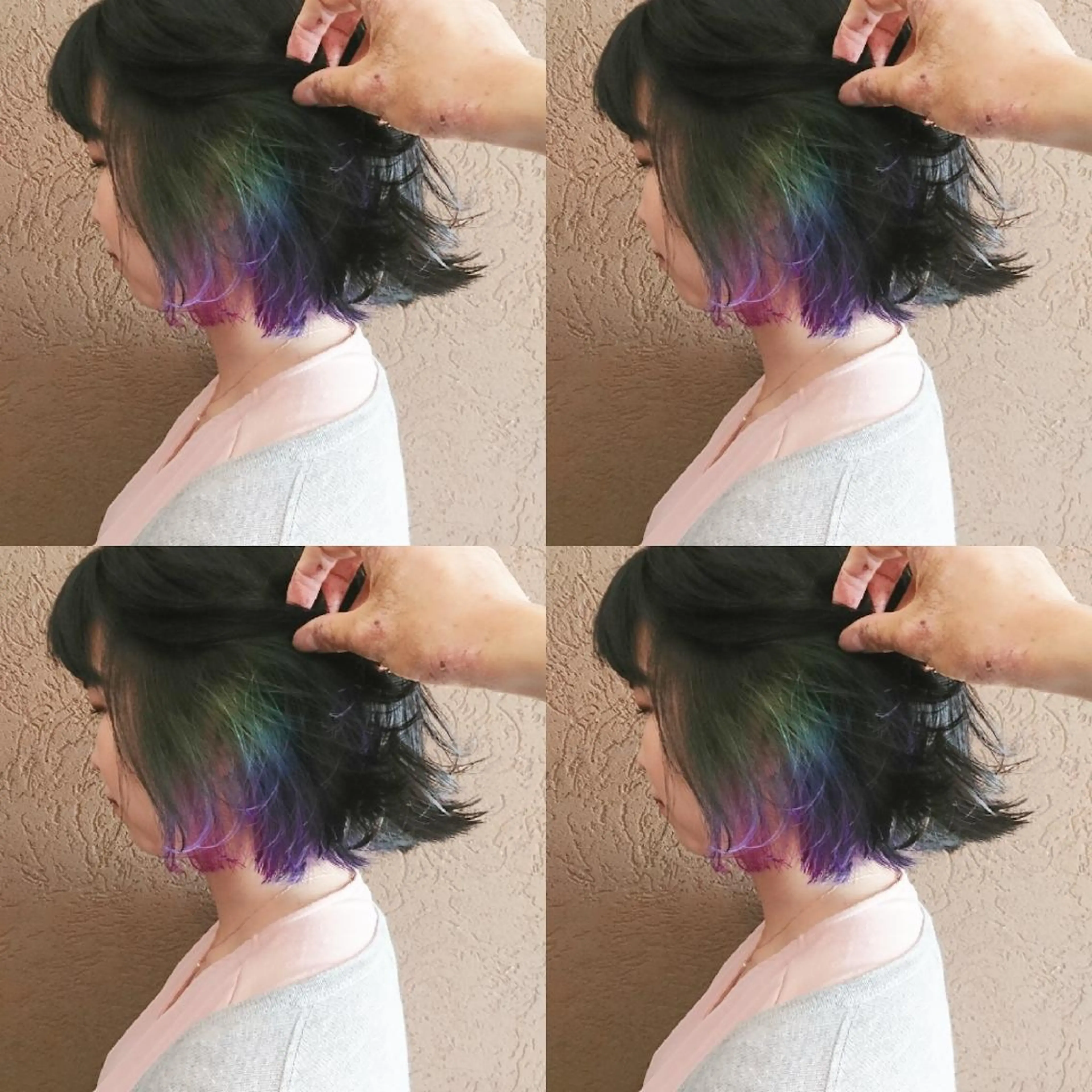 ミディアム カラー ショートボブ ユニコーンカラー ボブ nambu-GARDEN所属・上田 昂雅のヘアスタイル