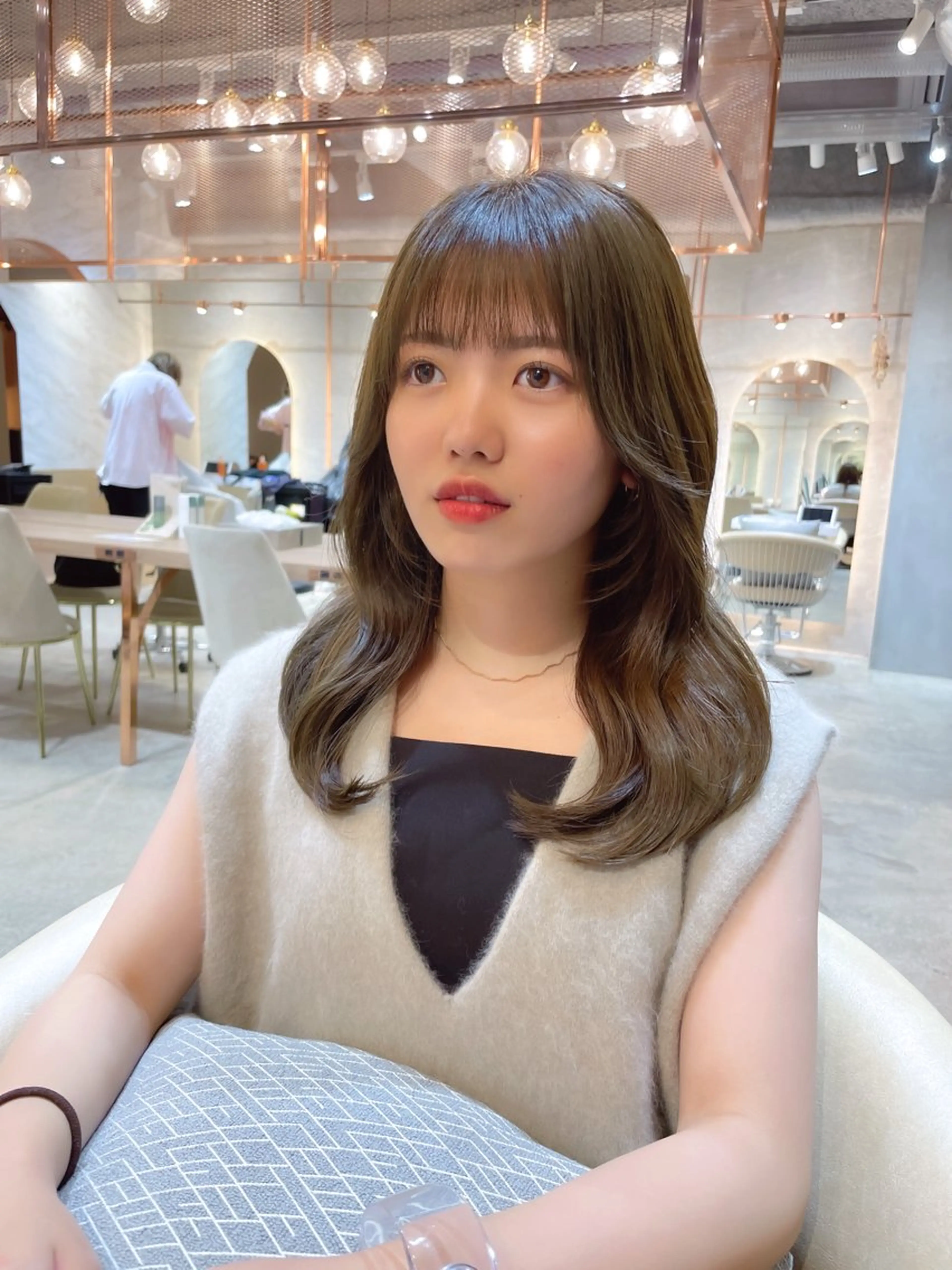 セミロング カラー カット ヘアカラー 縮毛矯正 トリートメント レイヤー/韓国ヘア 縮毛矯正🫧鈴木颯のヘアスタイル