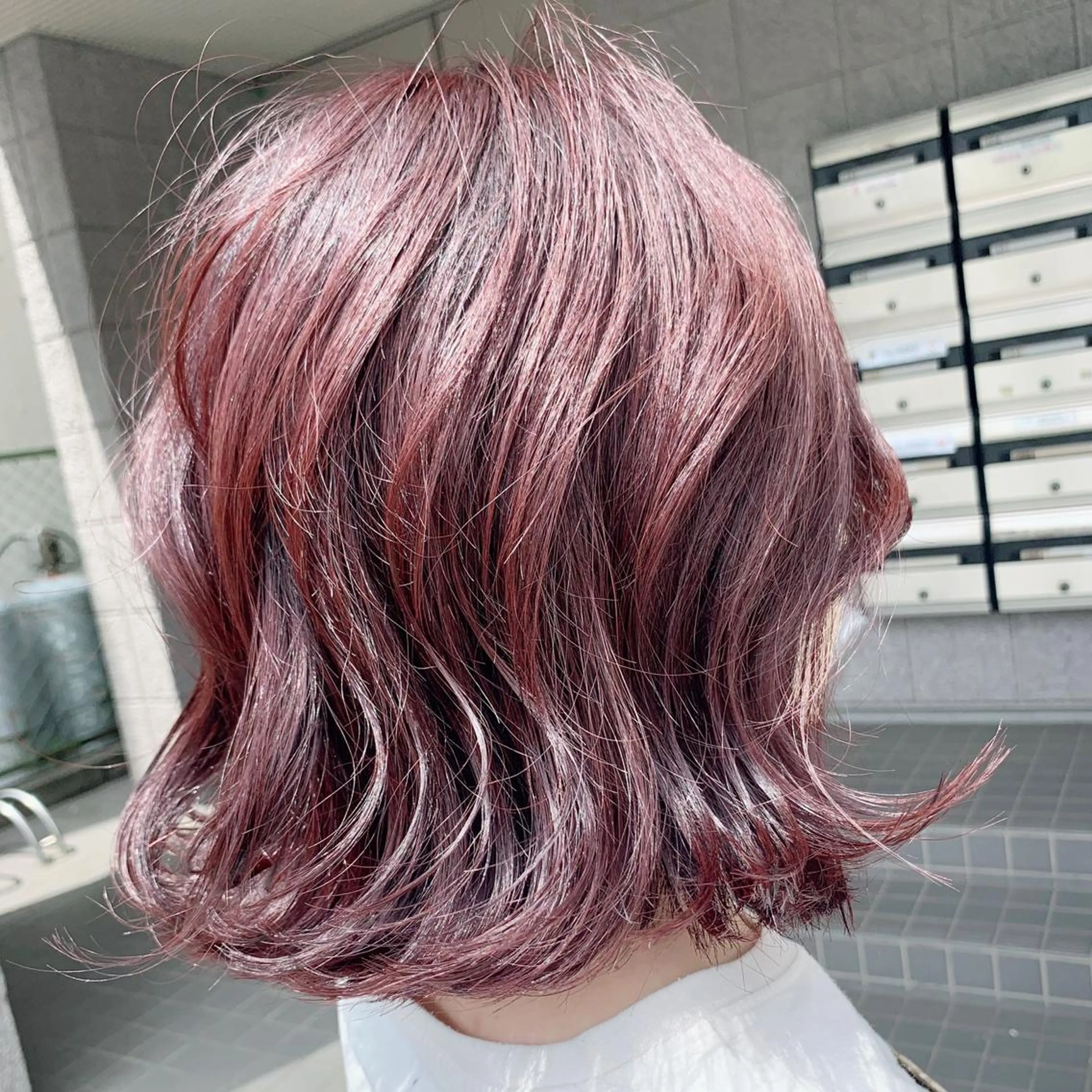 ミディアム カラー ブリーチ ブラウンカラー ブリーチなしカラー ピンクカラー ピンクブラウン ボブ/ハイトーン髪質 改善/越谷✨クラモチのヘアスタイル