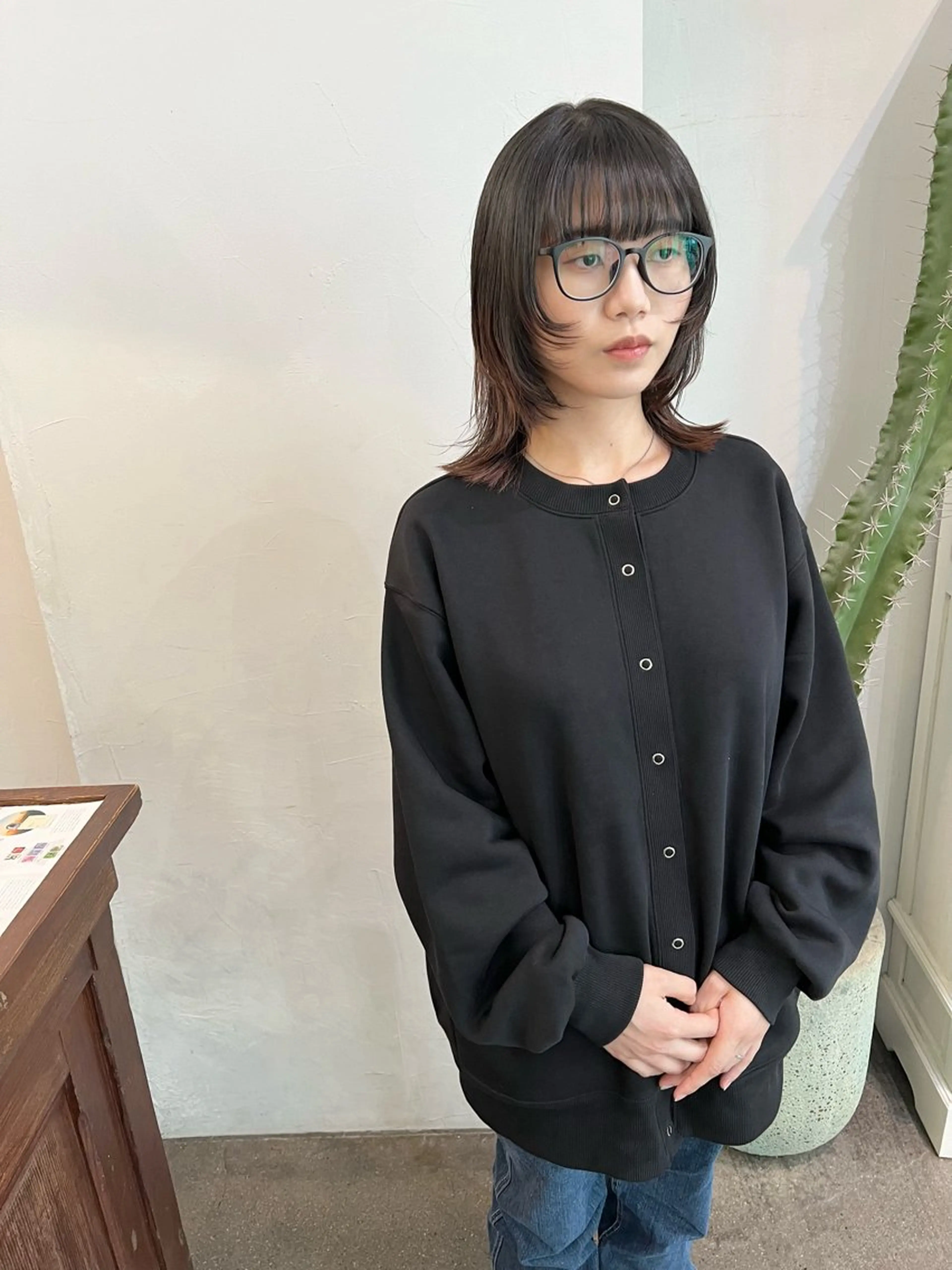 ミディアム ミディアムレイヤー ボブ 顔まわりレイヤー 顔周りカット レイヤーカット カット 千葉 郁也のヘアスタイル